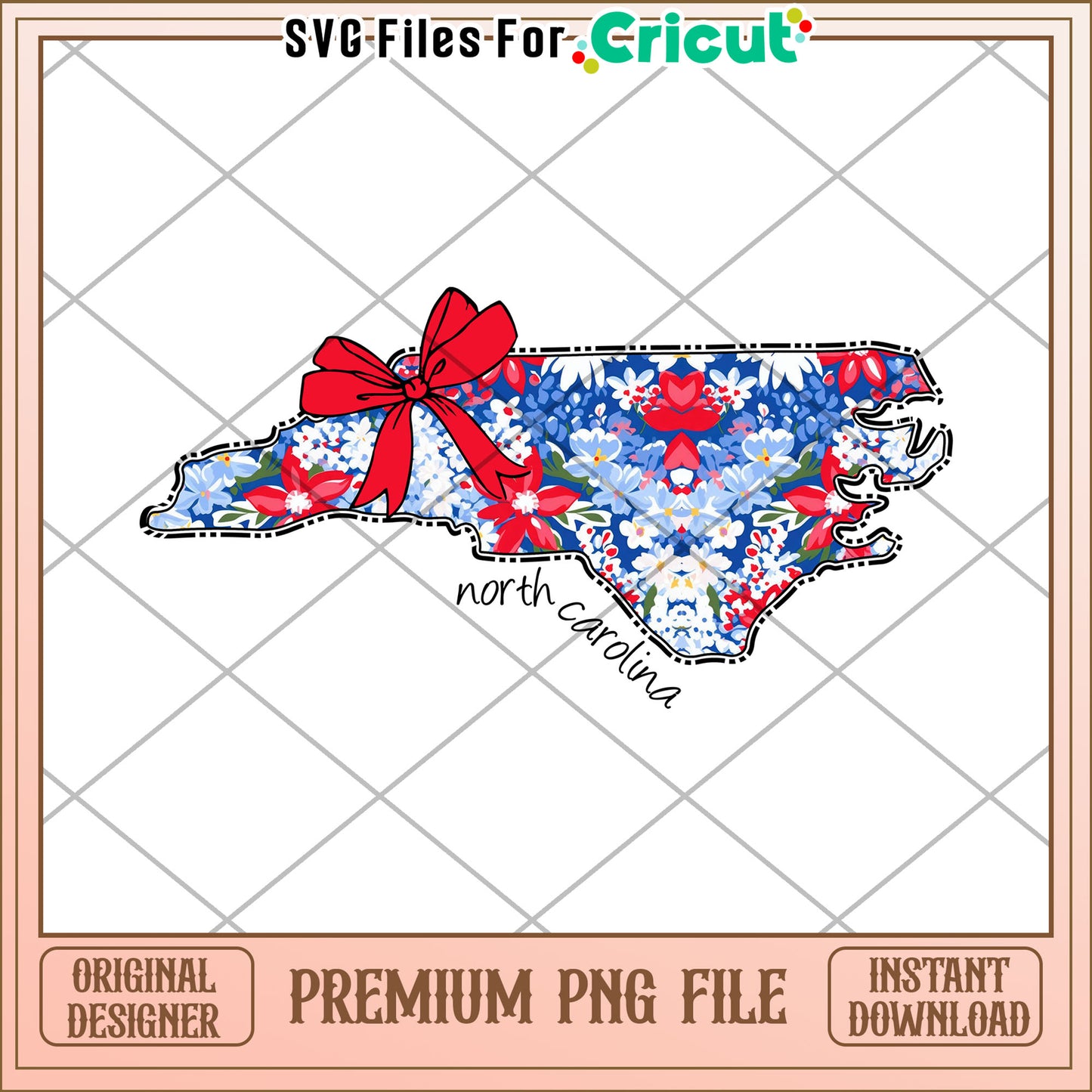 North Carolina Floral Map PNG Download
