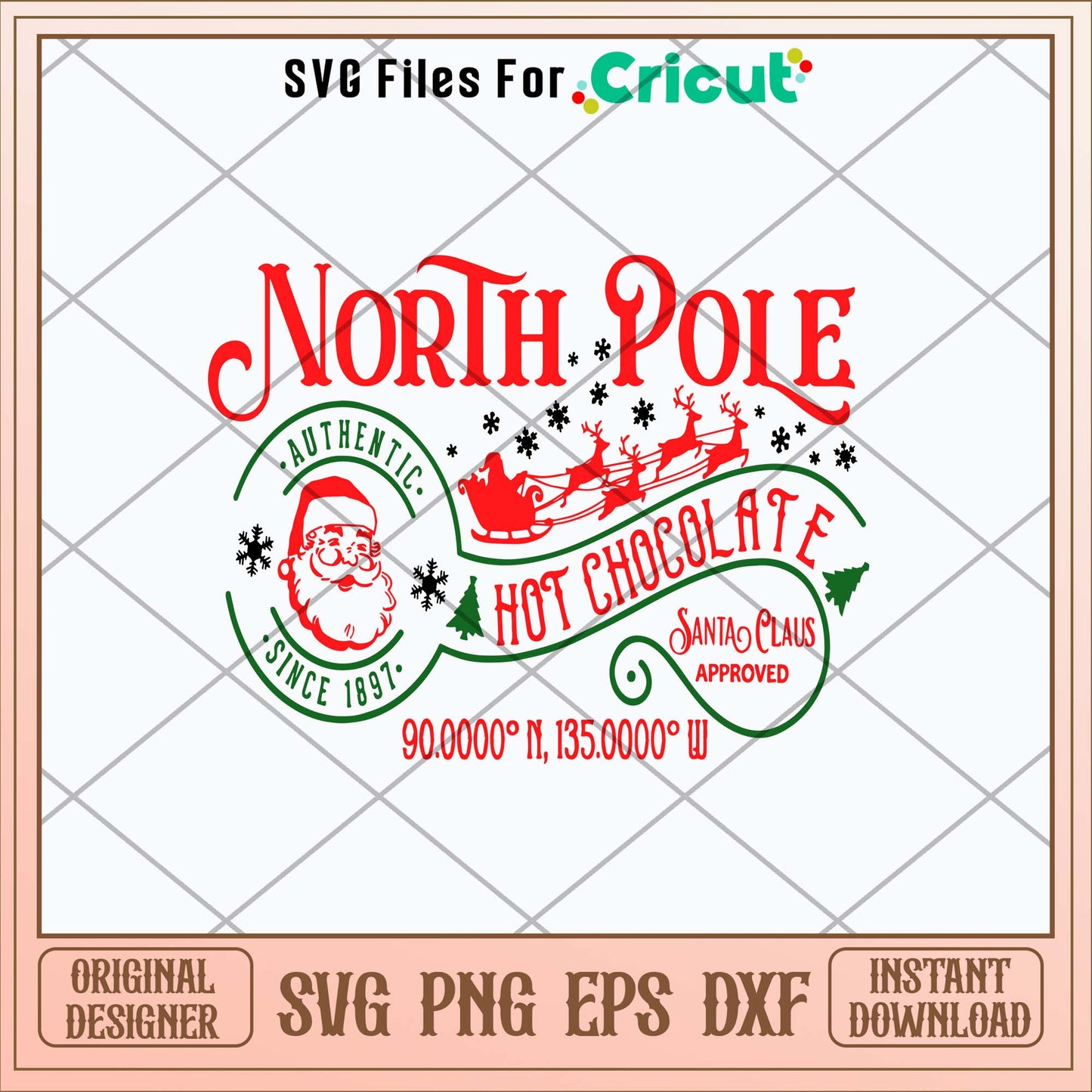 North Pole Hot Chocolate Santa Claus Approved Svg, Christmas Svg-Svgfilesforcricut