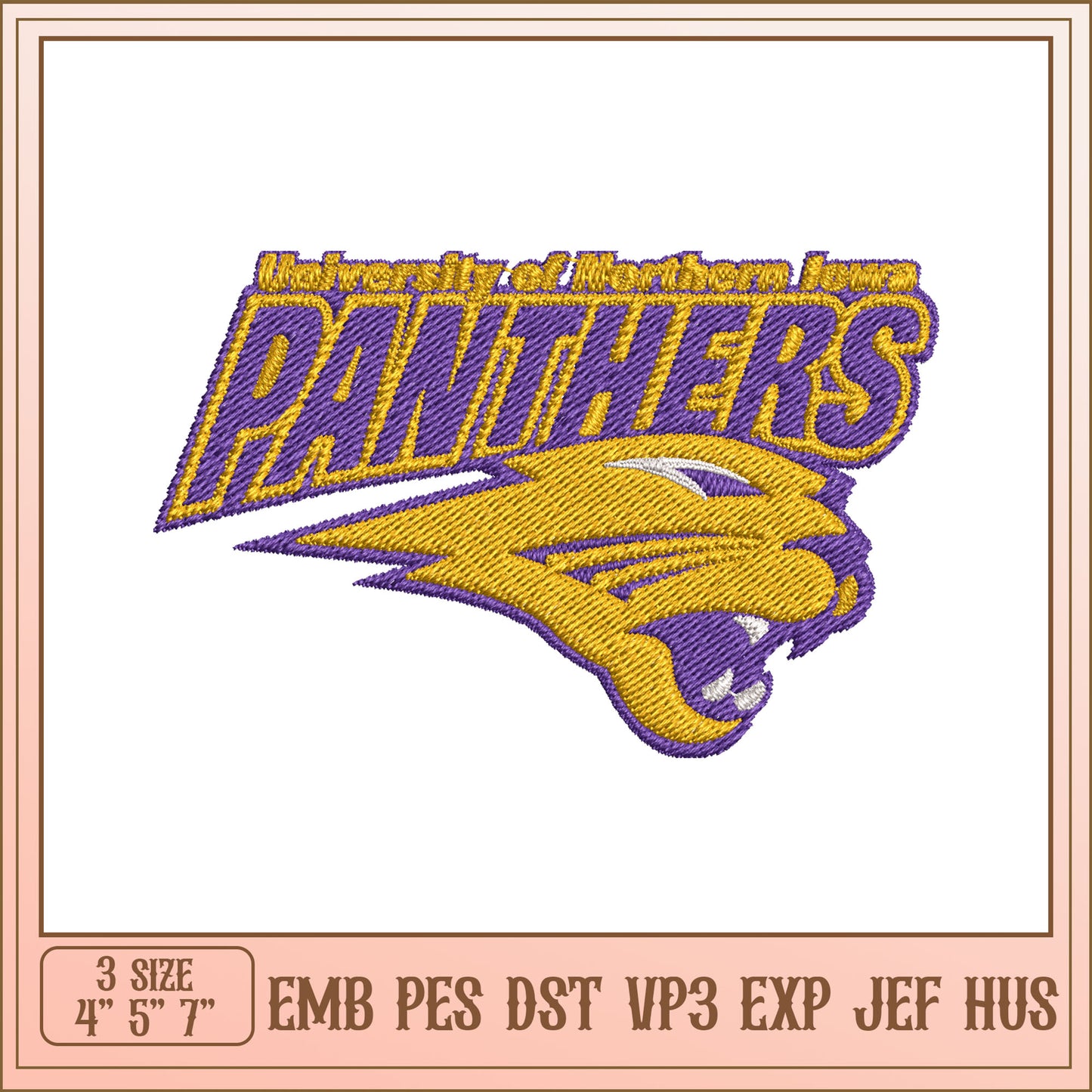 Northern Iowa Panthers Embroidery Design