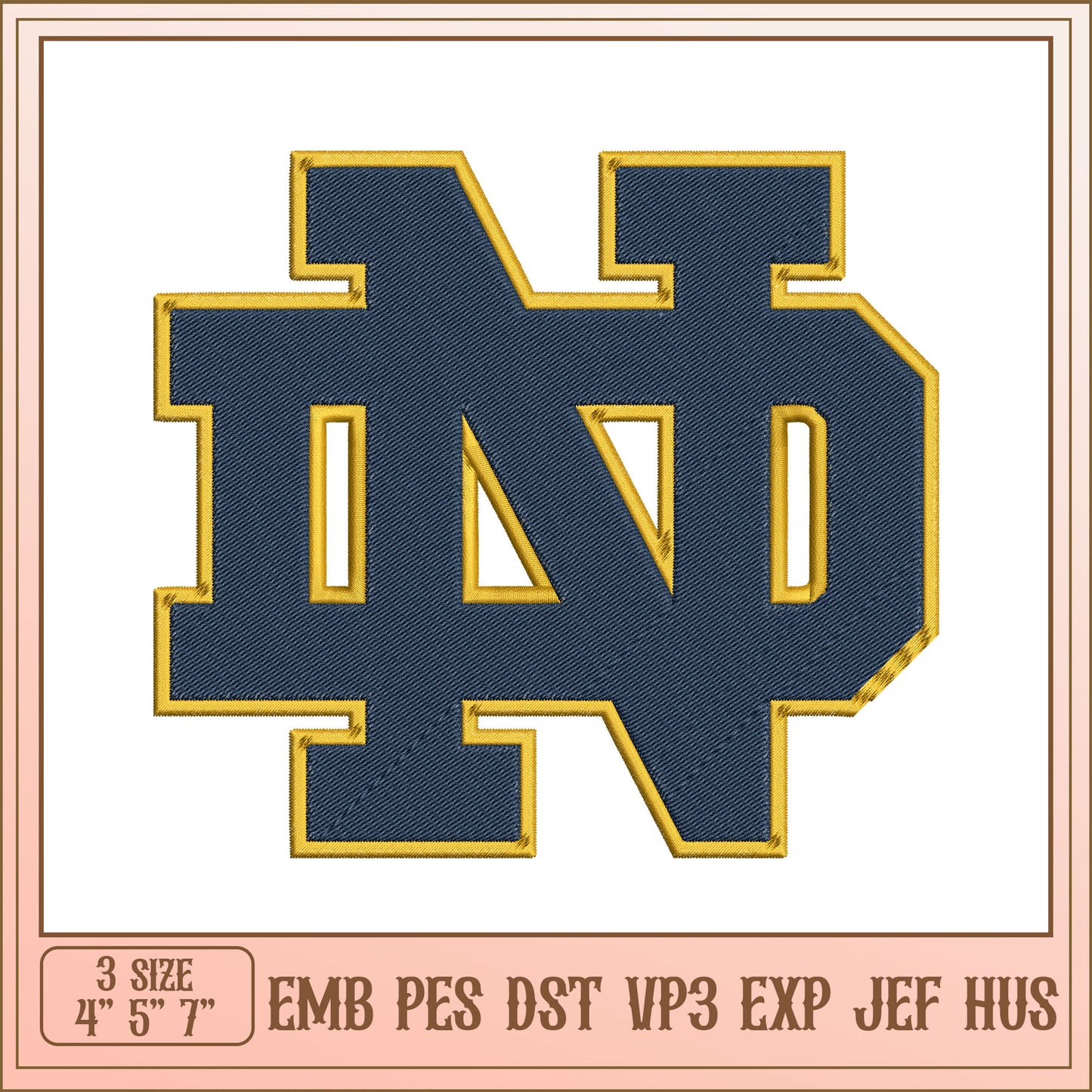 Notre Dame ND Embroidery Design