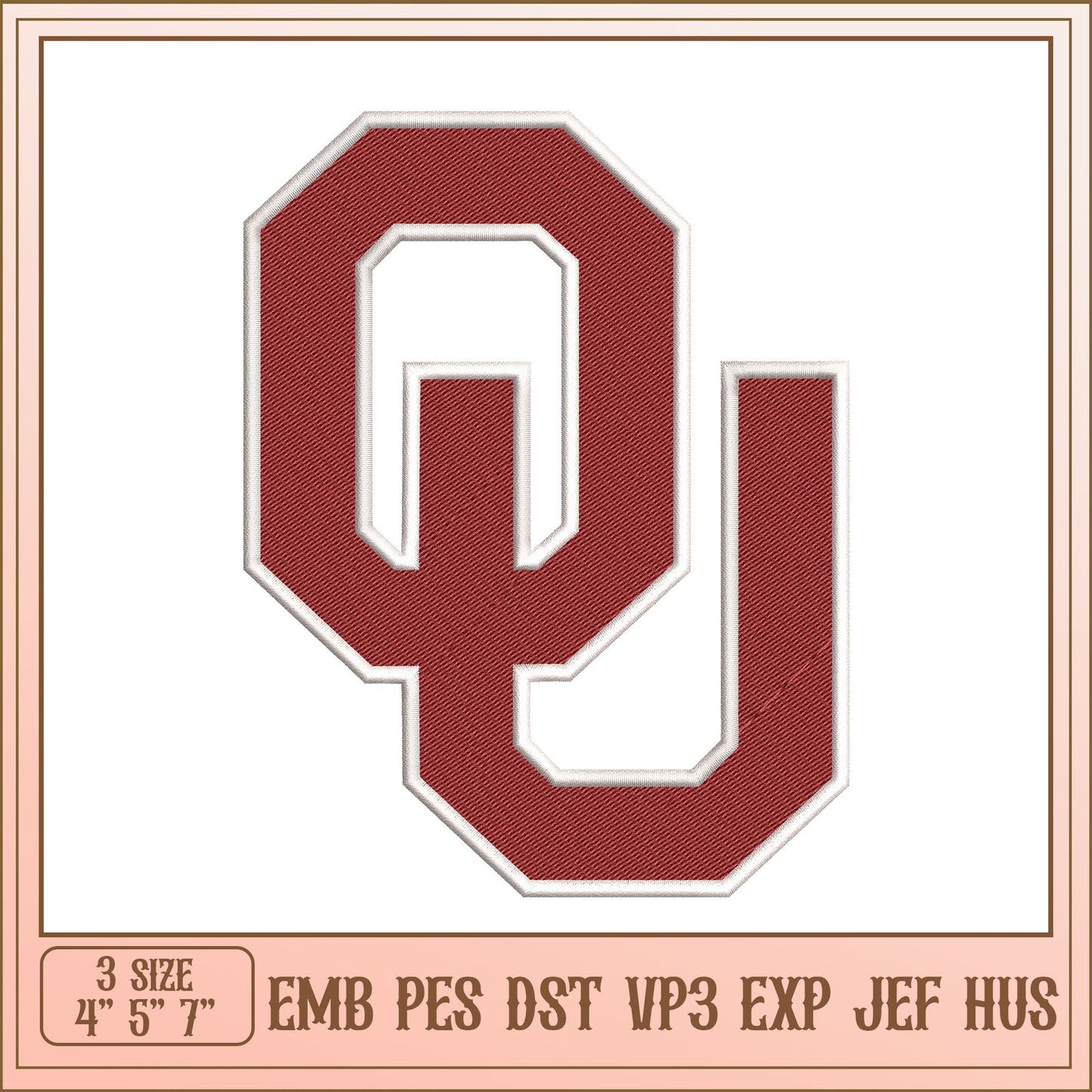 OU Embroidery Design - 3 Sizes