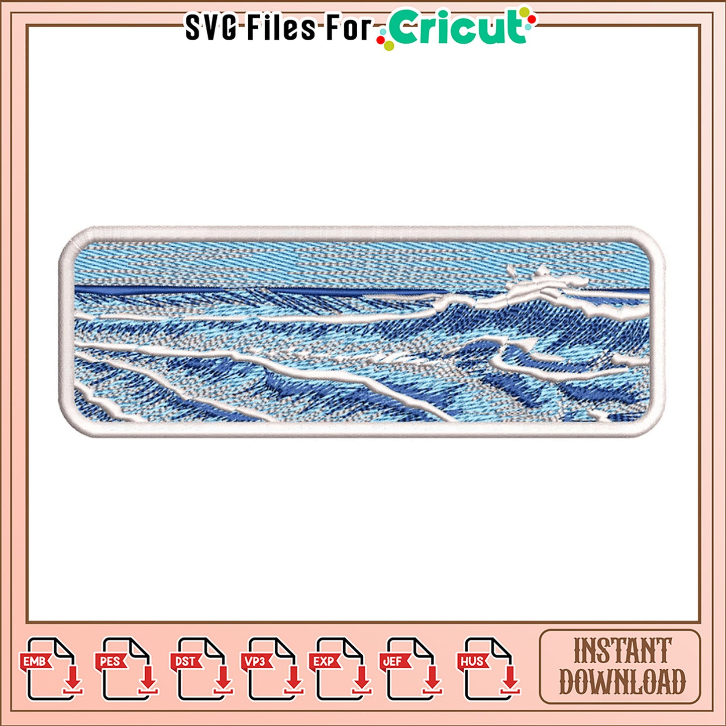 Ocean Waves Embroidery Design Instant Download