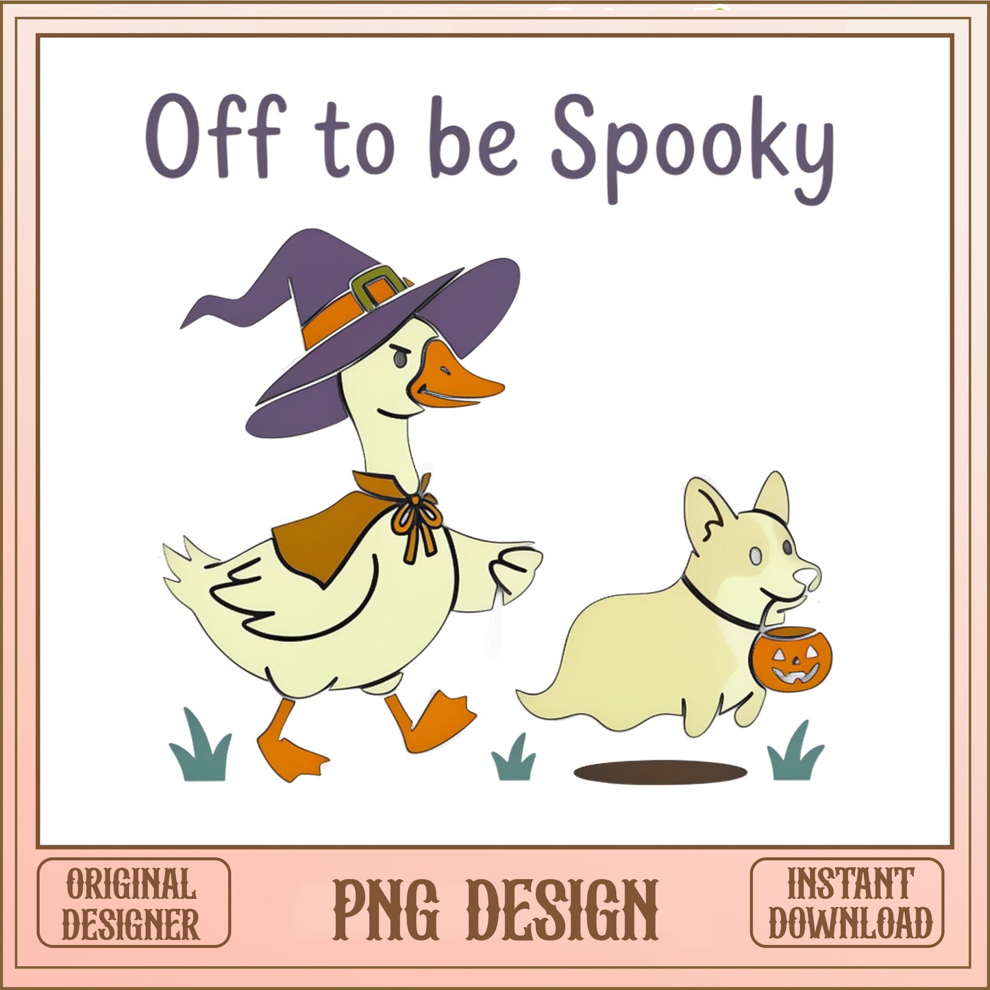 Off To Be Spooky Duck PNG, Halloween Witch Duck, Corgi PNG