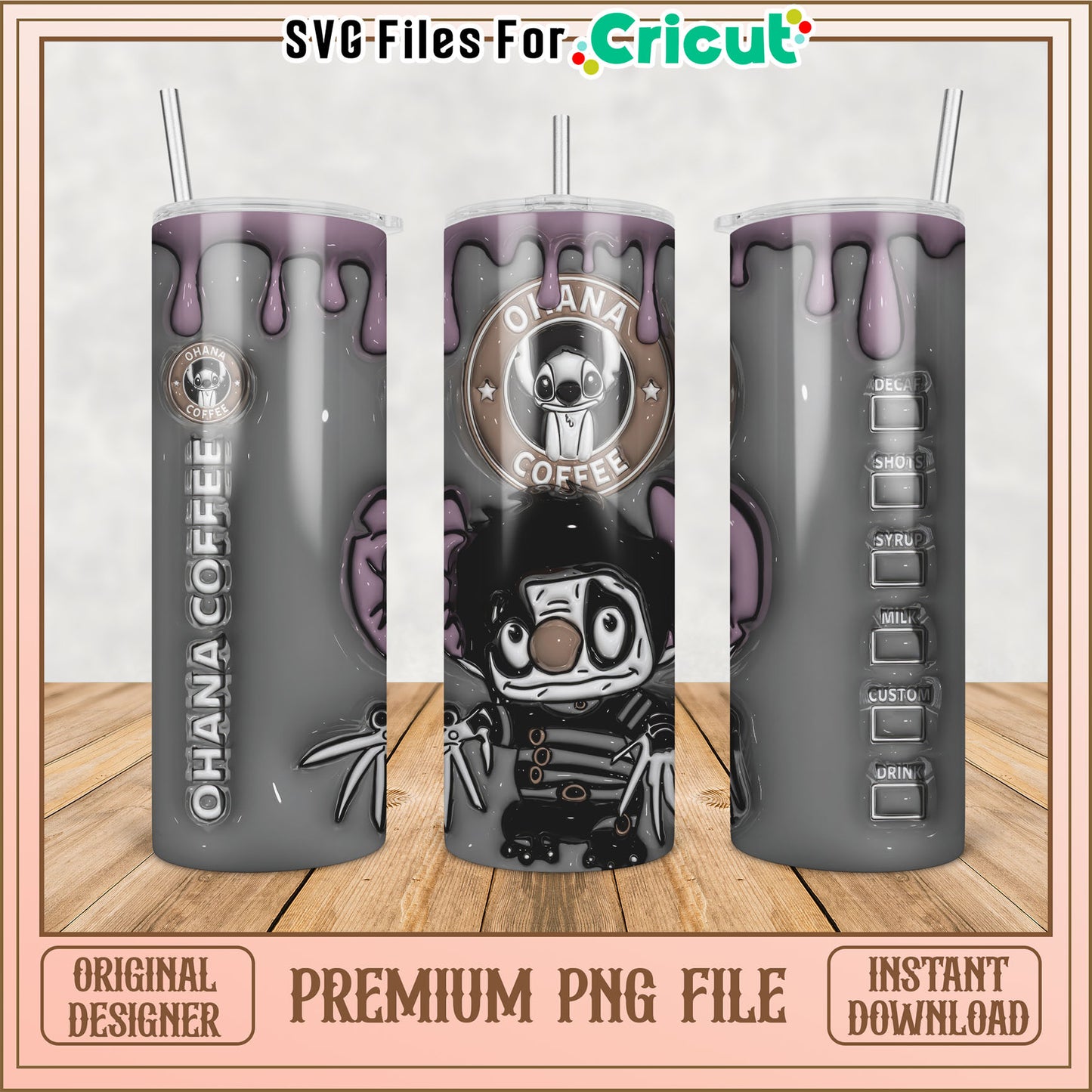Ohana Coffee Tumbler PNG Design for DIY Craft Projects