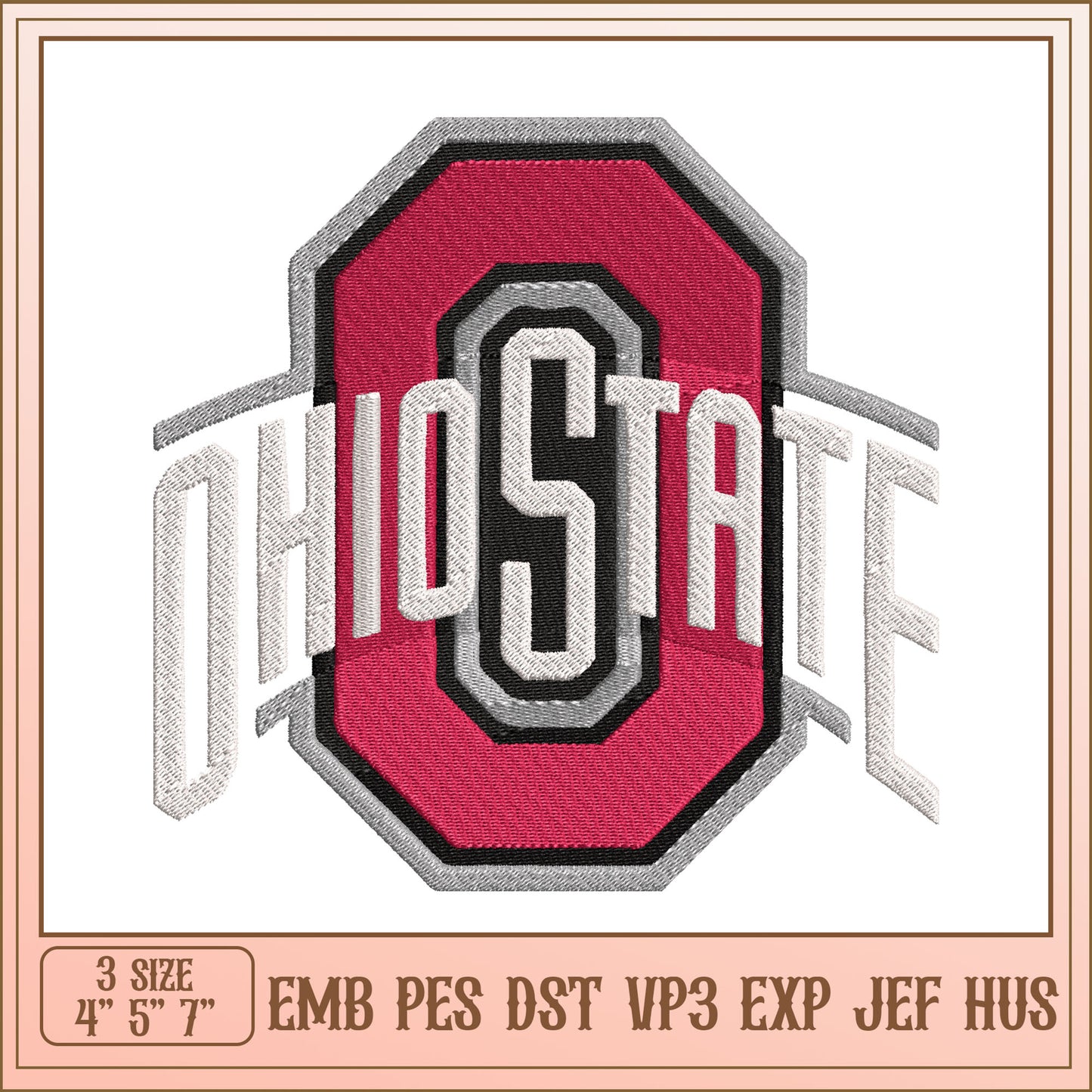 Ohio State Embroidery Design