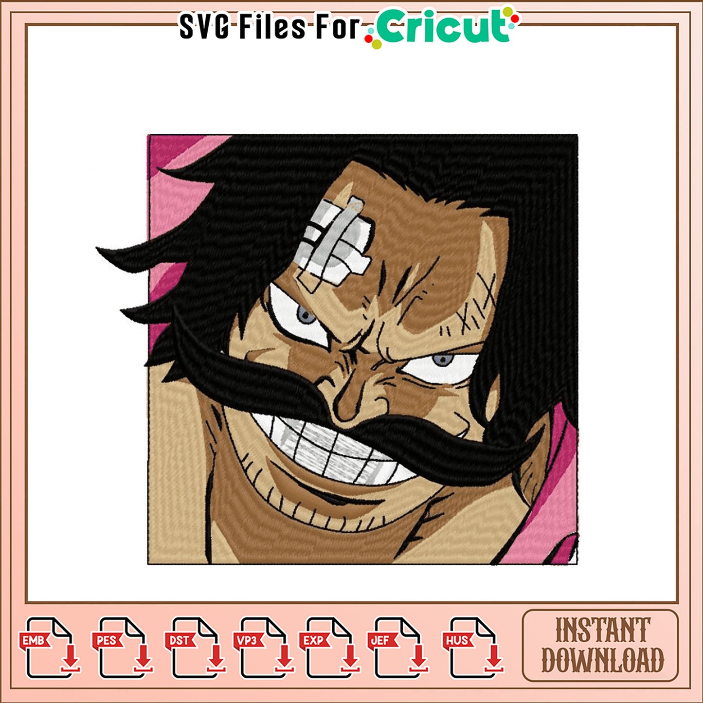 One Piece Law Embroidery Design Instant Download