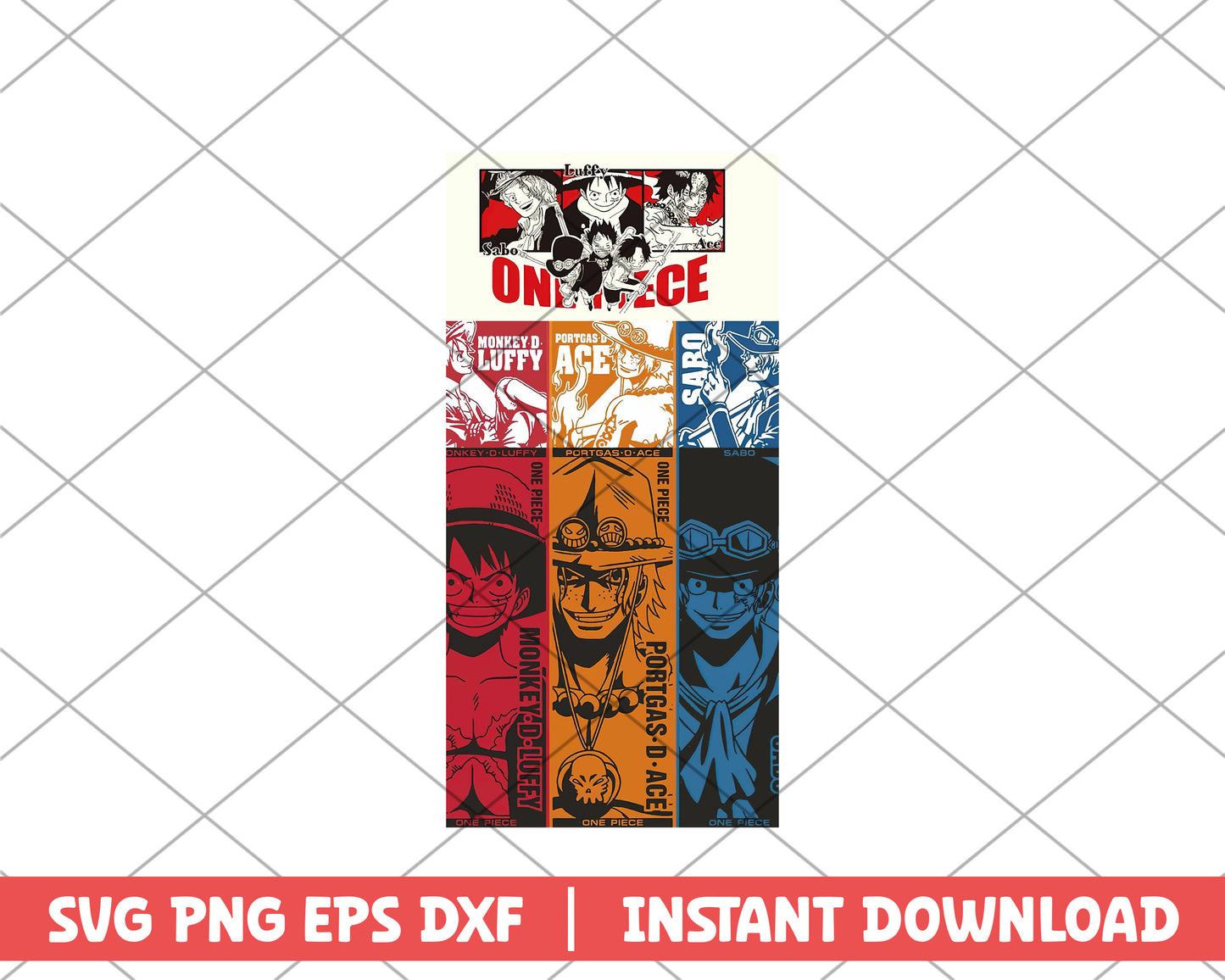 One piece luffy ace sabo anime svg