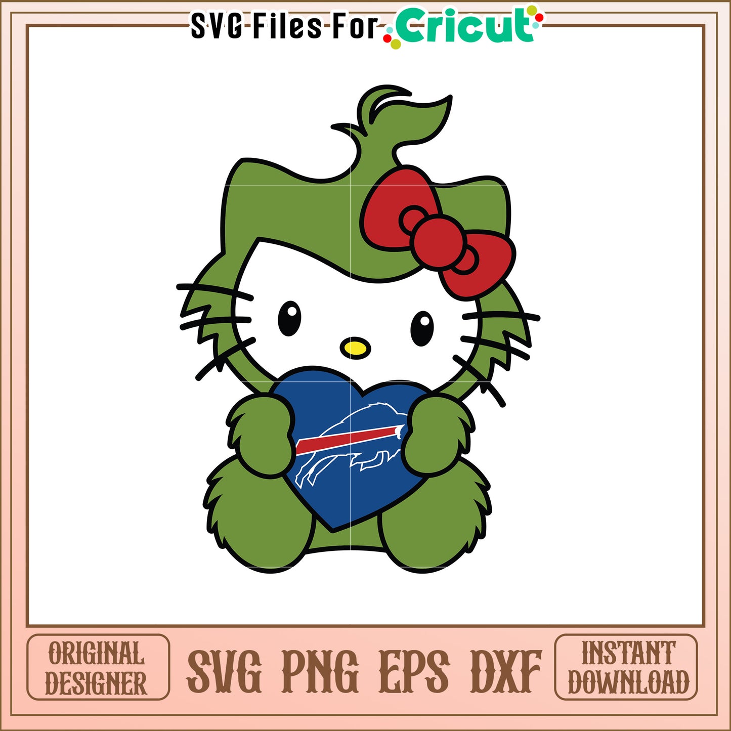 Option 1 (Focus on character) Green Hello Kitty Buffalo Bills SVG