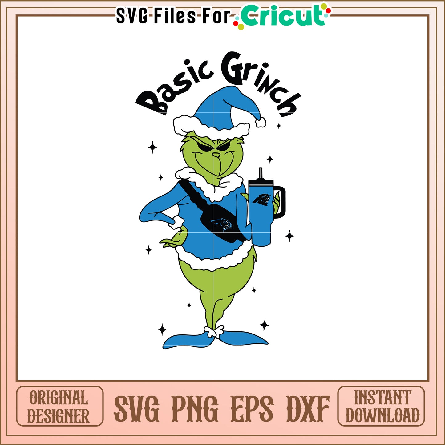 Option 1 (Focus on character) Grinch SVG Design Carolina Panthers