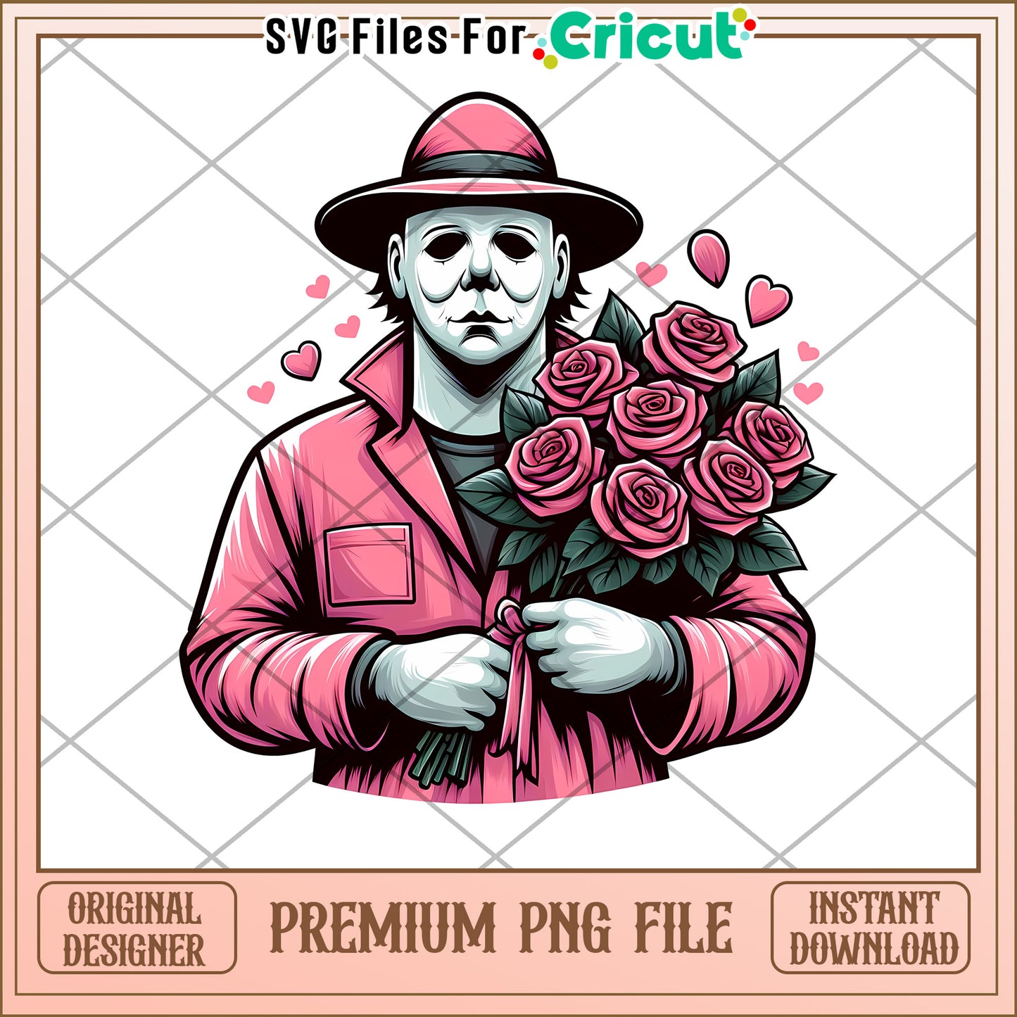 Option 1 (Focus on character) Pink Roses Michael Myers PNG