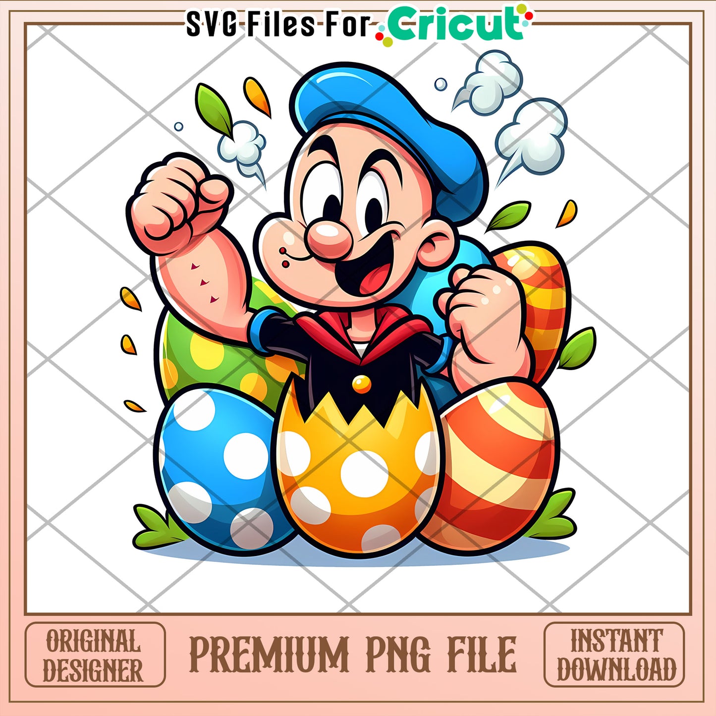 Option 1 (Focus on character) Popeye Easter PNG Cricut Design