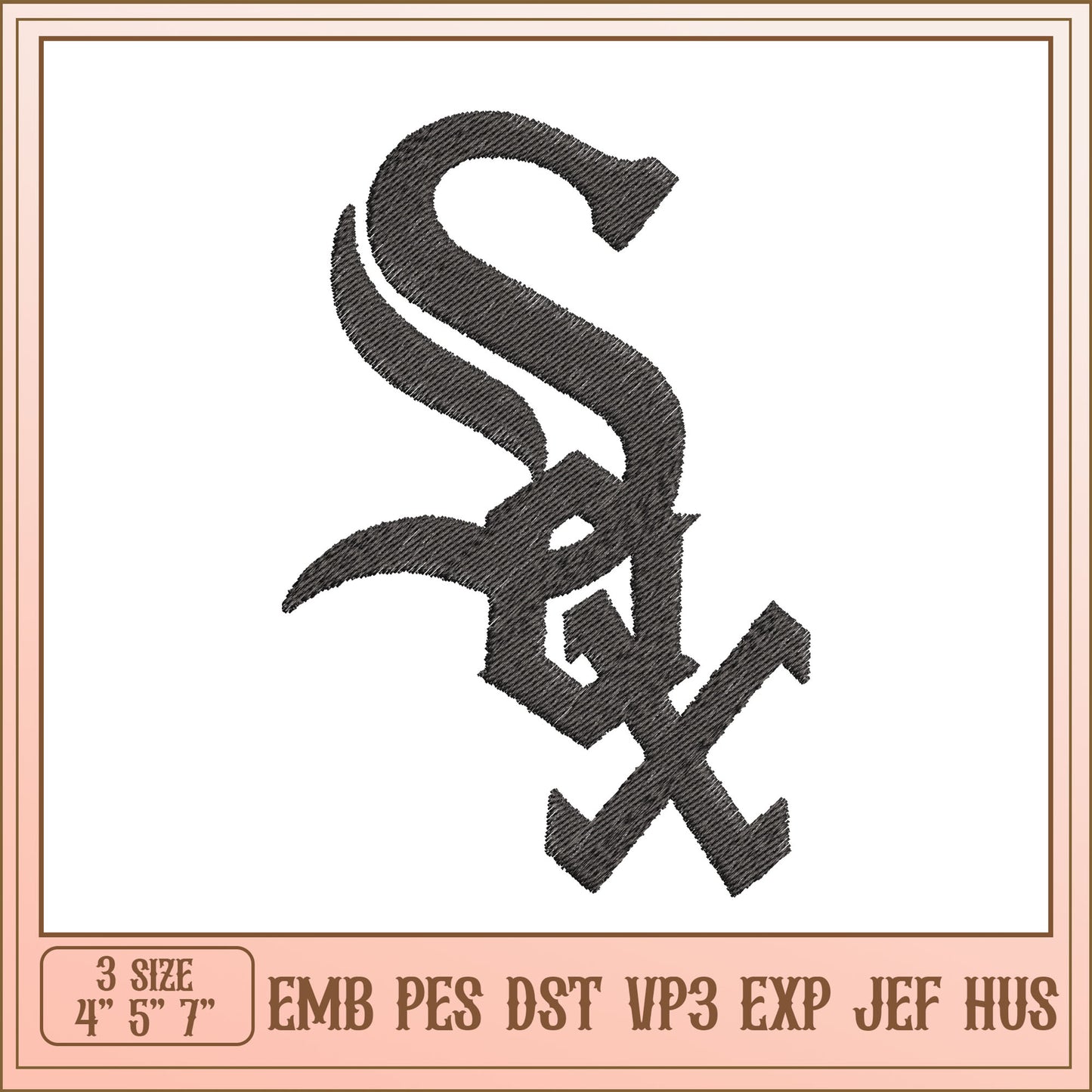 Option 1 (Focus on design) Gothic Sx Embroidery Design 3 Sizes