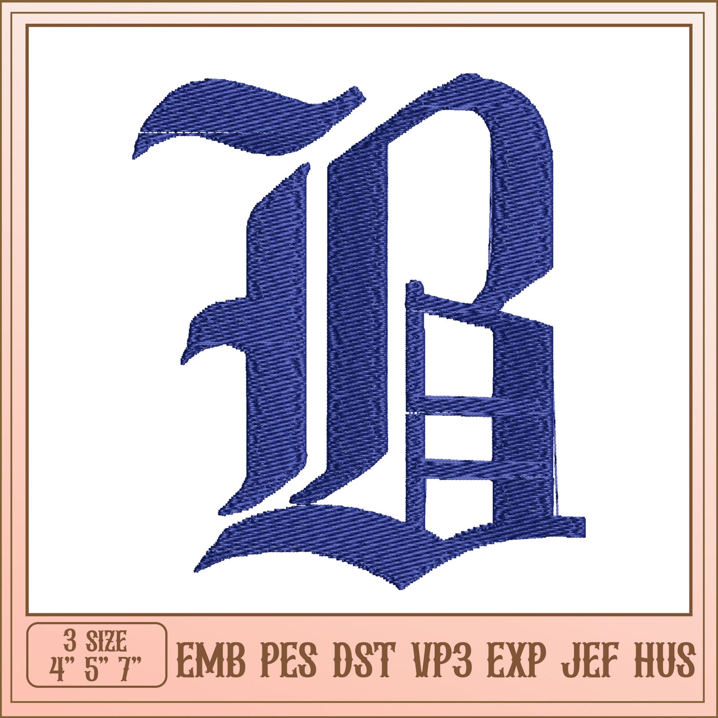 Option 1 (Focus on letter & format) Embroidery Letter B Design - EMB PES DST