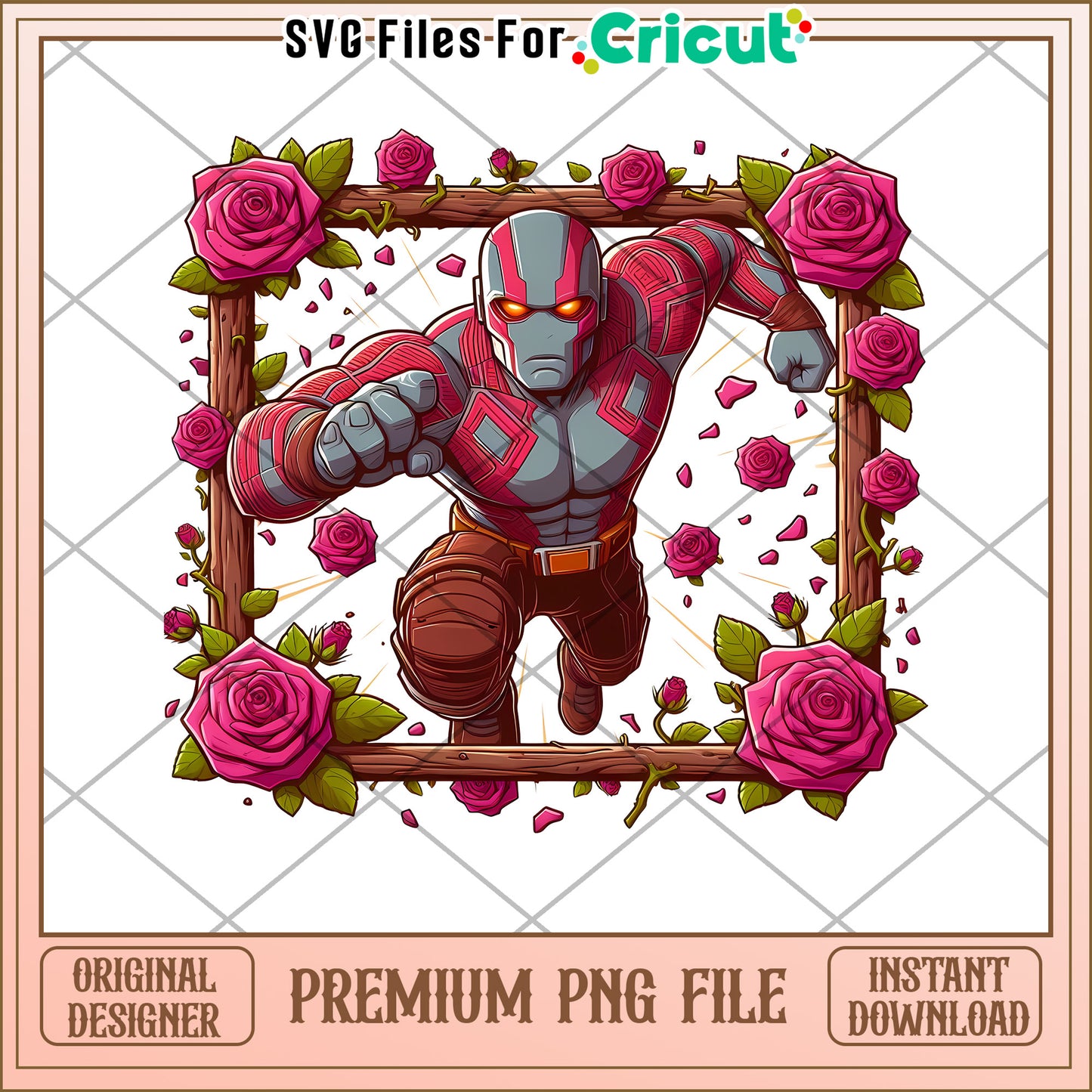 Option 1 (Focus on the character) Powerful Superhero PNG Roses & Action