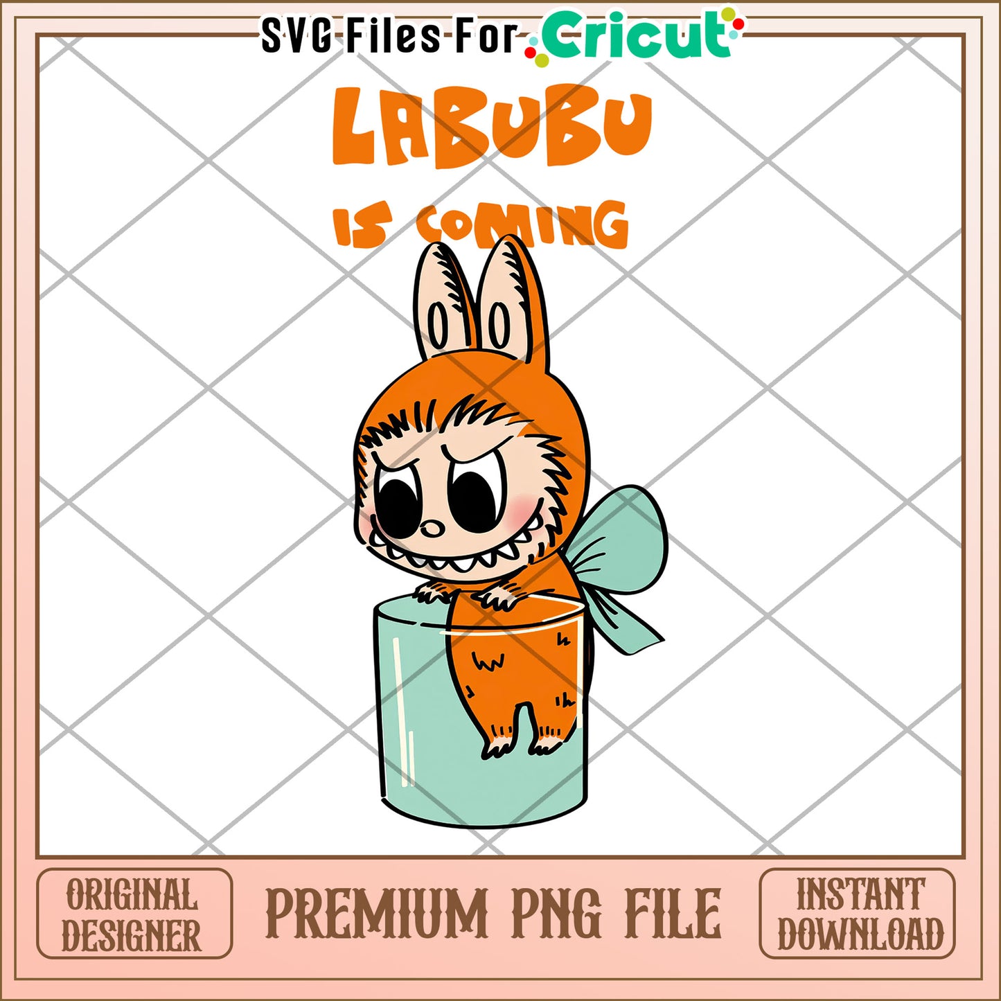 Orange labubu is coming png, labubu coming soon png, labubu macaron png