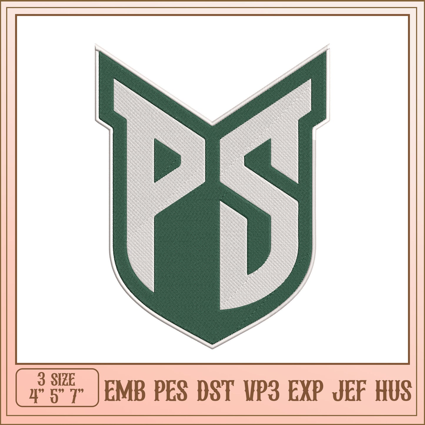PS Monogram Embroidery Design