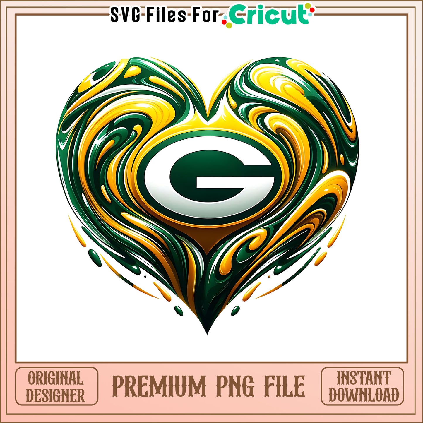 Packers logo vintage heart png, Green Bay Packers png, NFL png