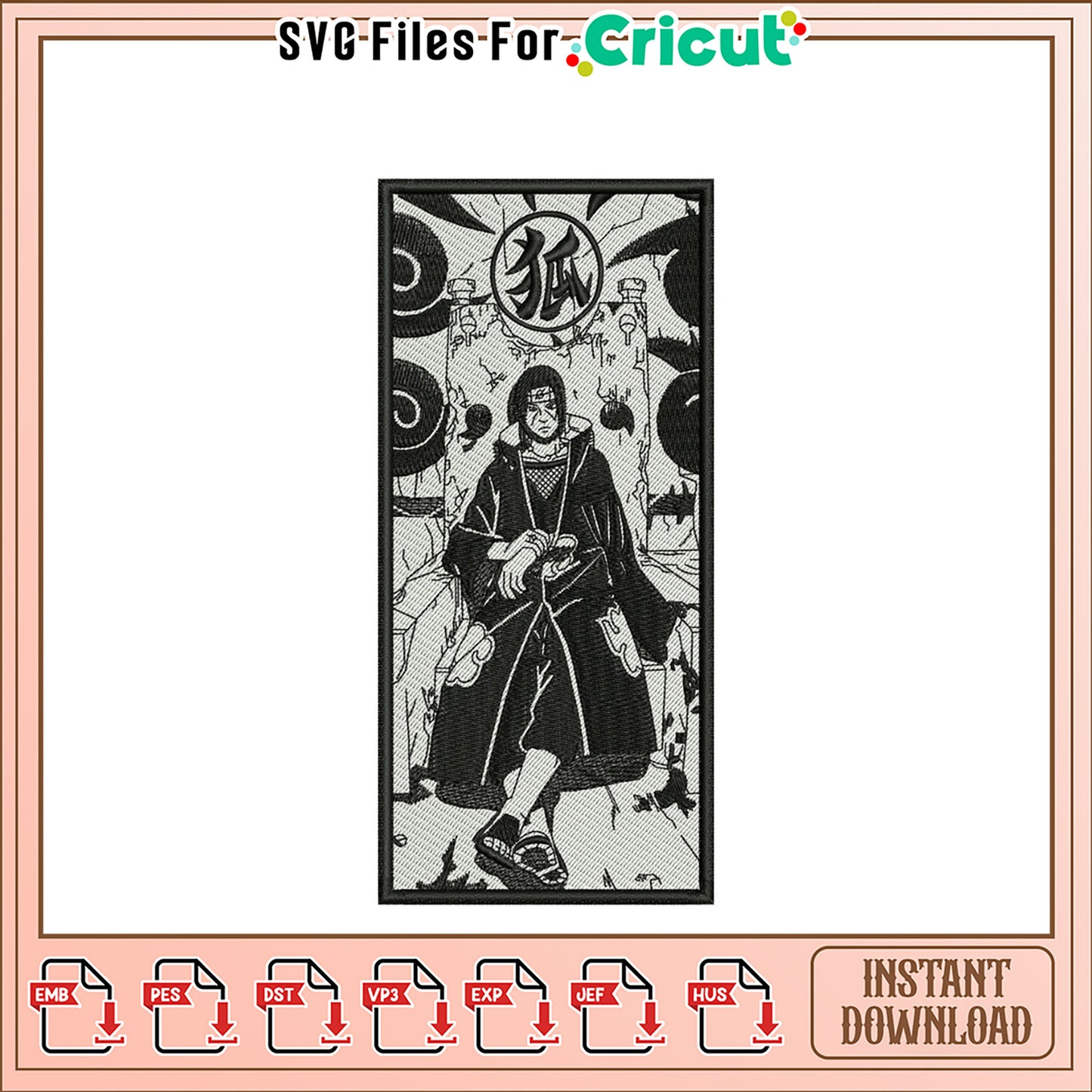 Pain Itachi Embroidery Design Instant Download