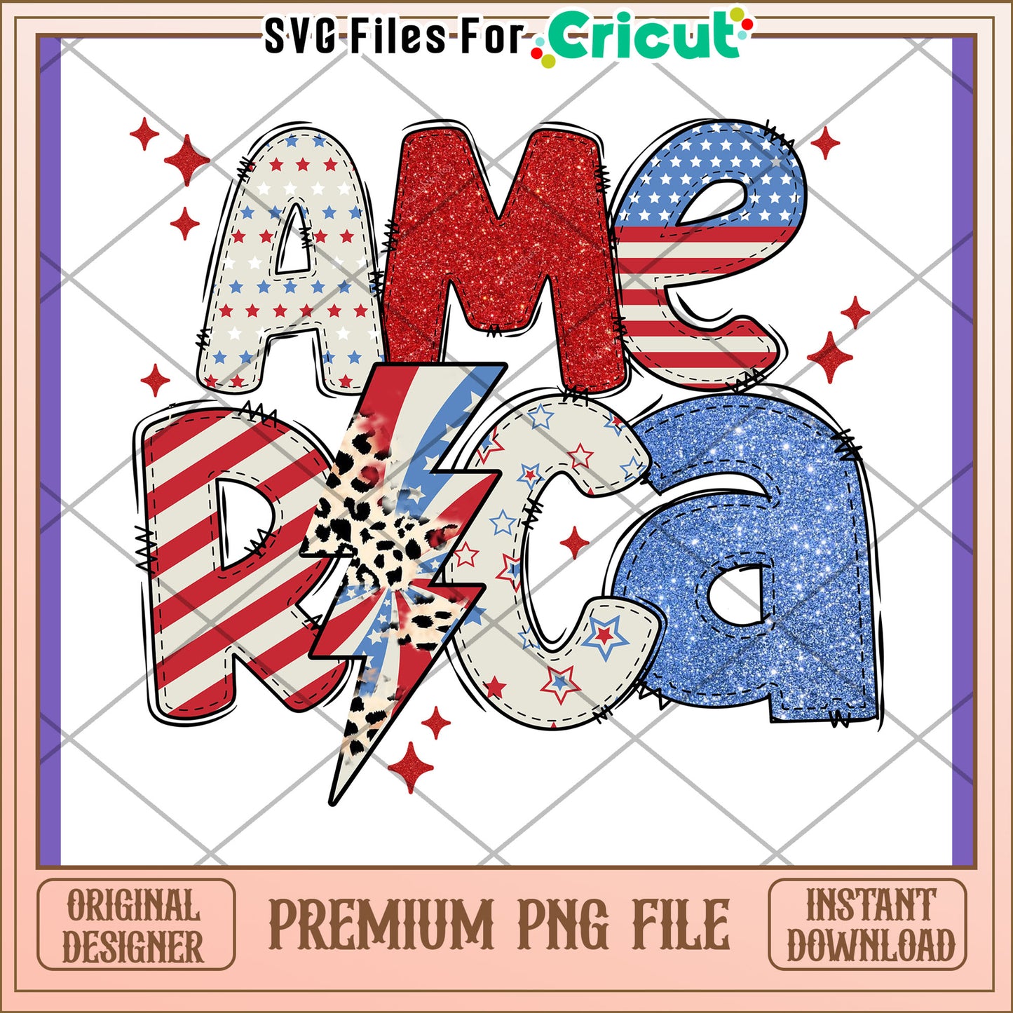Patriotic America PNG Design Instant Download