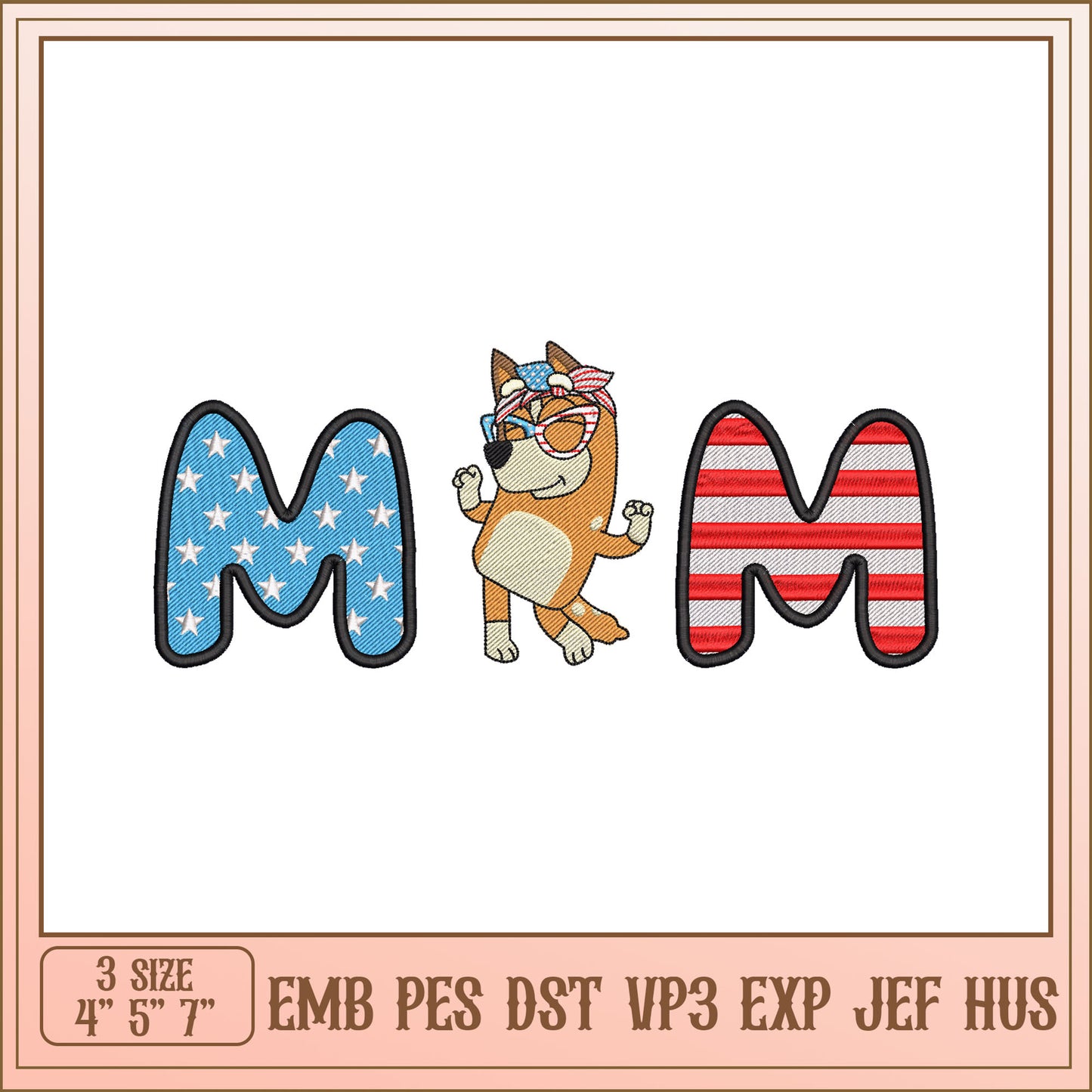 Patriotic Dog MM Embroidery Design