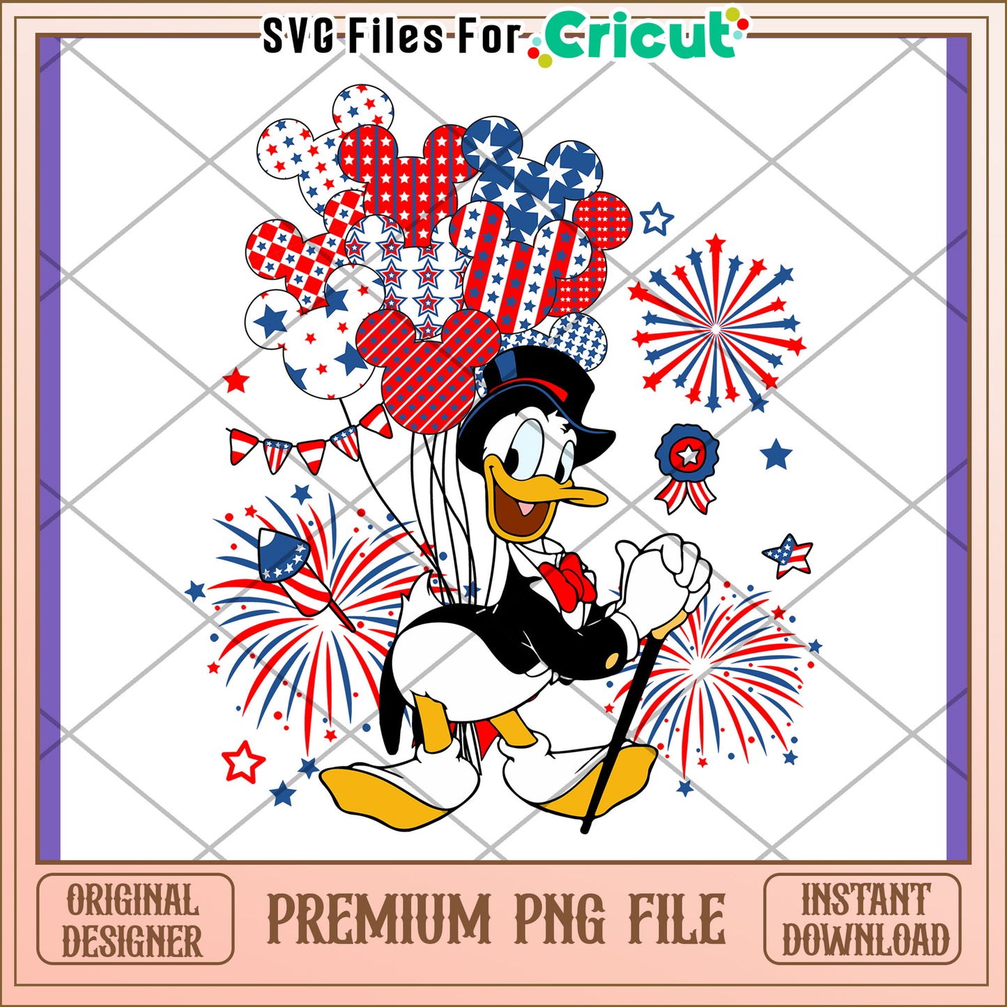 Patriotic Donald Duck PNG 4th of July Design