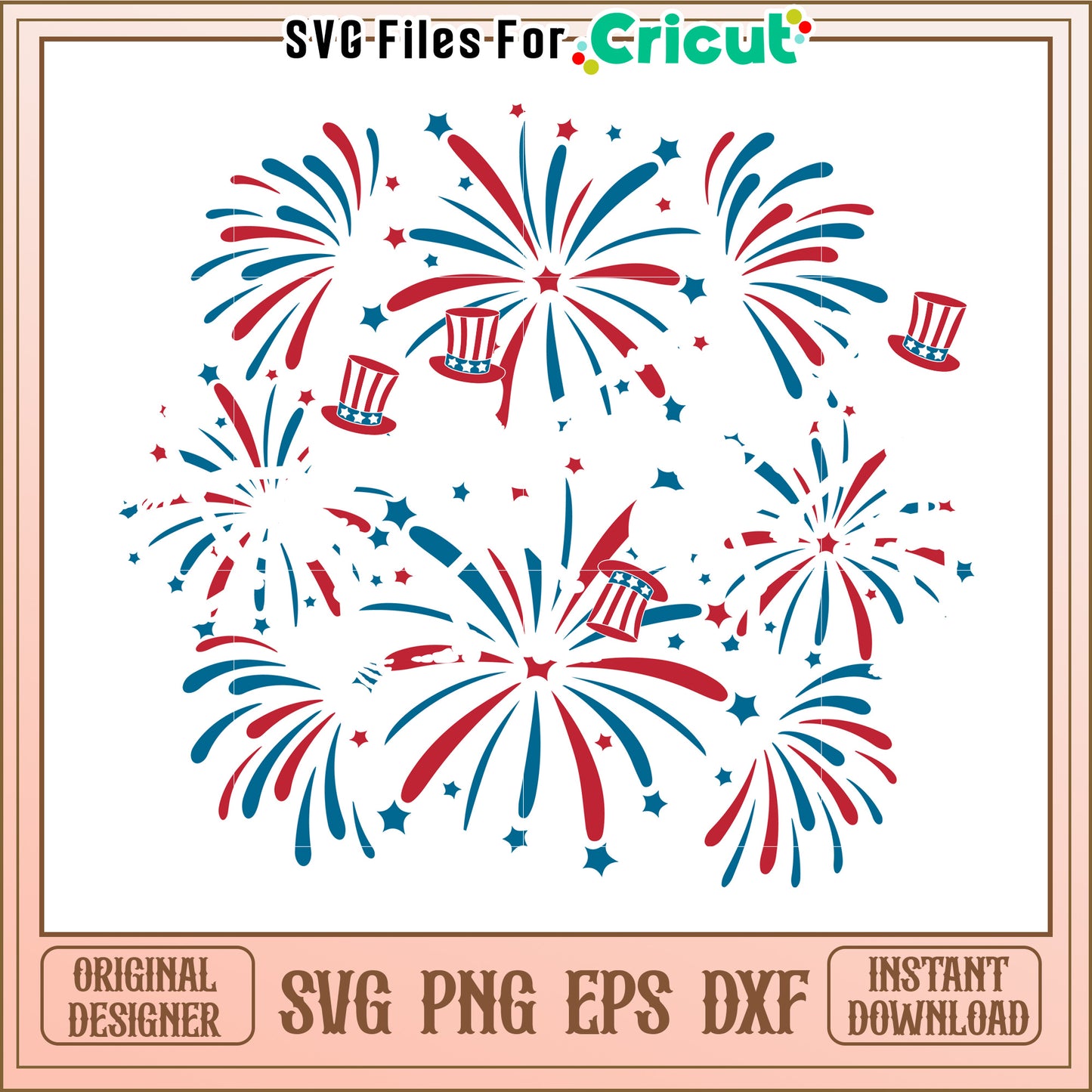 Patriotic Fireworks SVG Design Instant Download