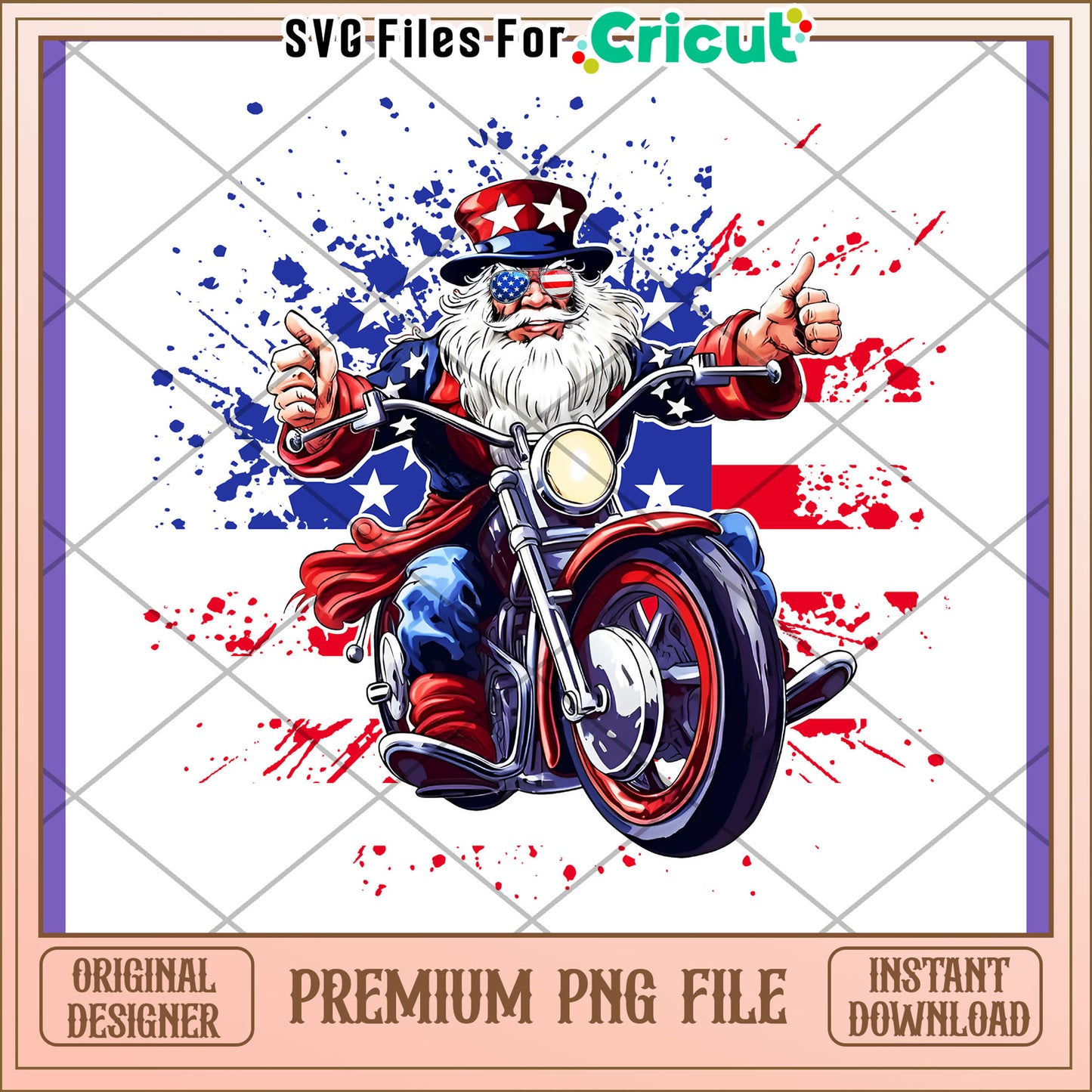 Patriotic Santa Motorcycle PNG