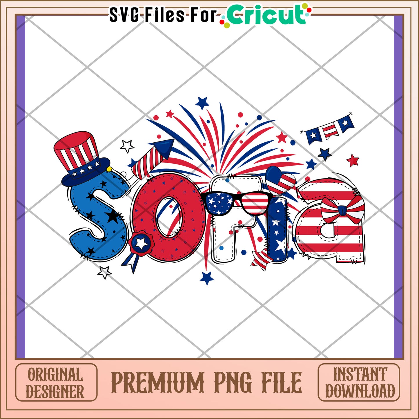 Patriotic Sofia Name PNG Design