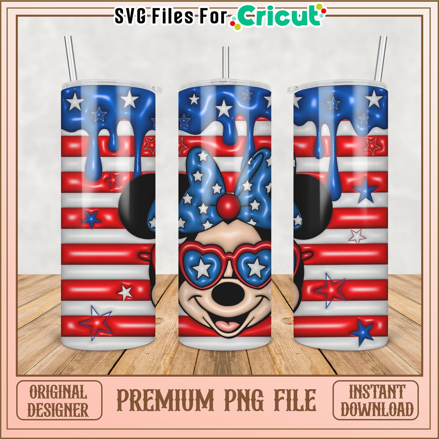 Patriotic Tumbler PNG Design for Fourth of July Celebrations