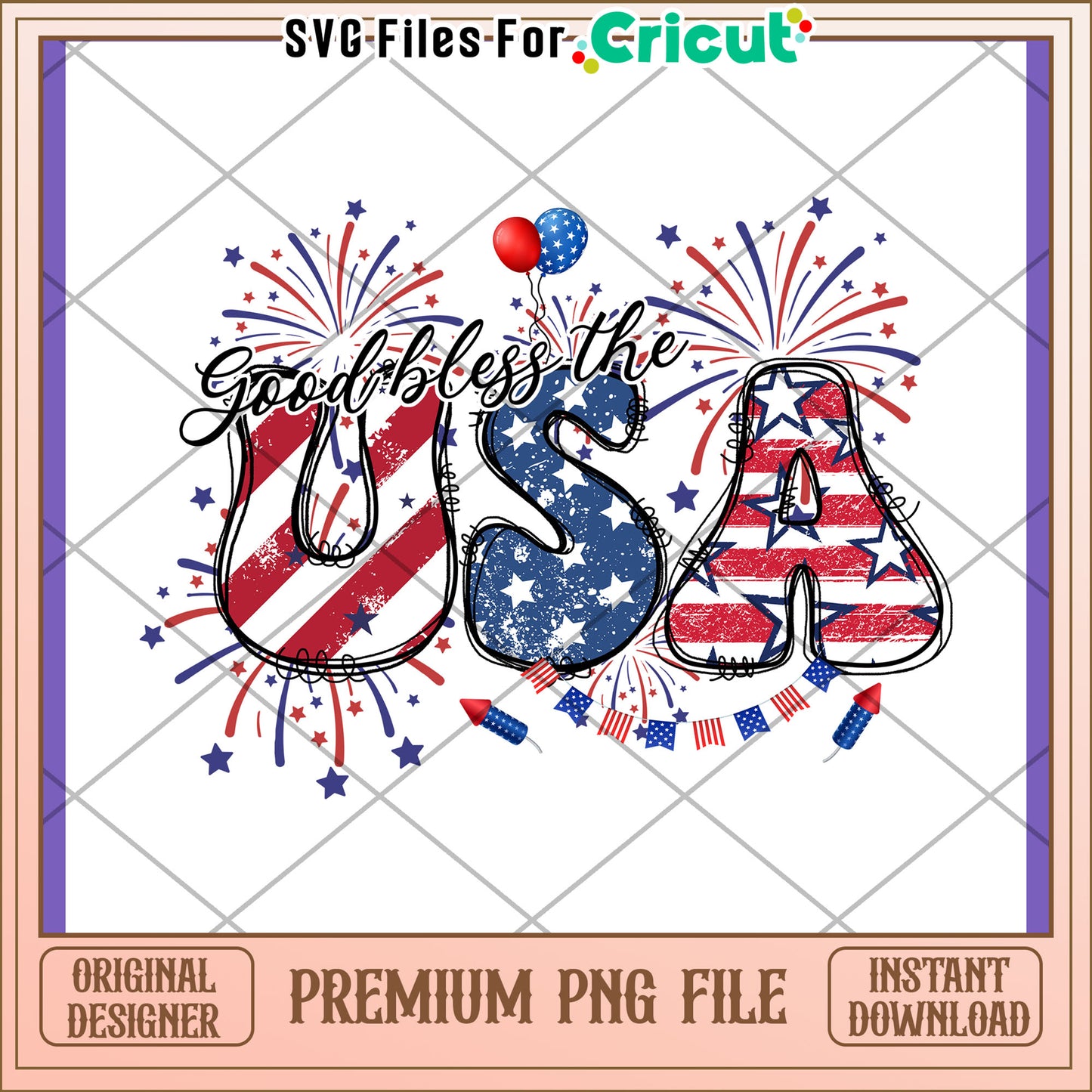 Patriotic USA PNG Design Instant Download