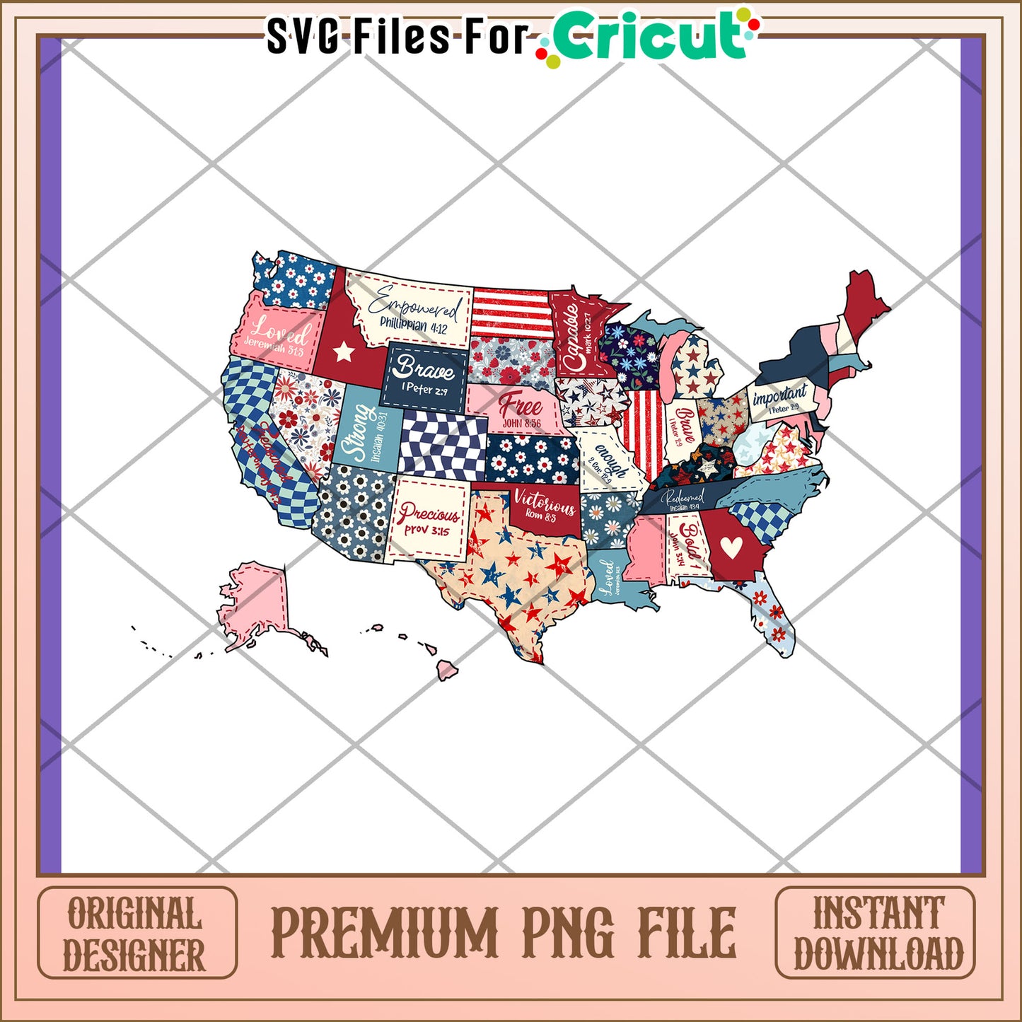 Patriotic USA Quilt PNG Download