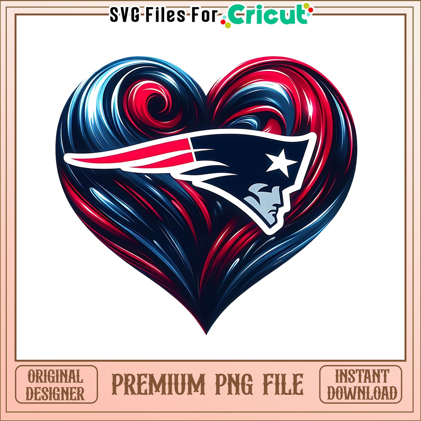 Patriots logo vintage heart png, New England Patriots png, NFL png