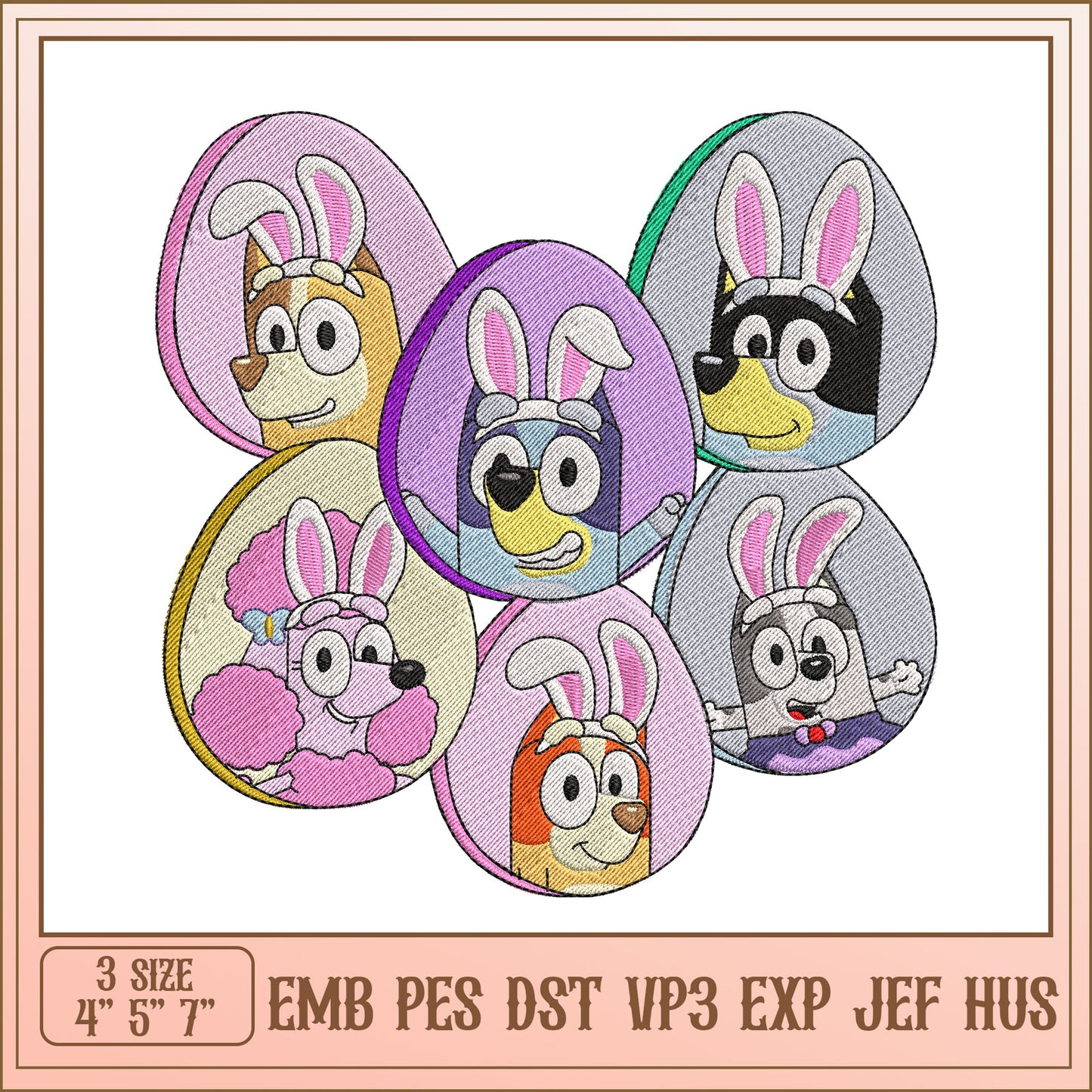 Paw Patrol Easter Eggs Embroidery Design