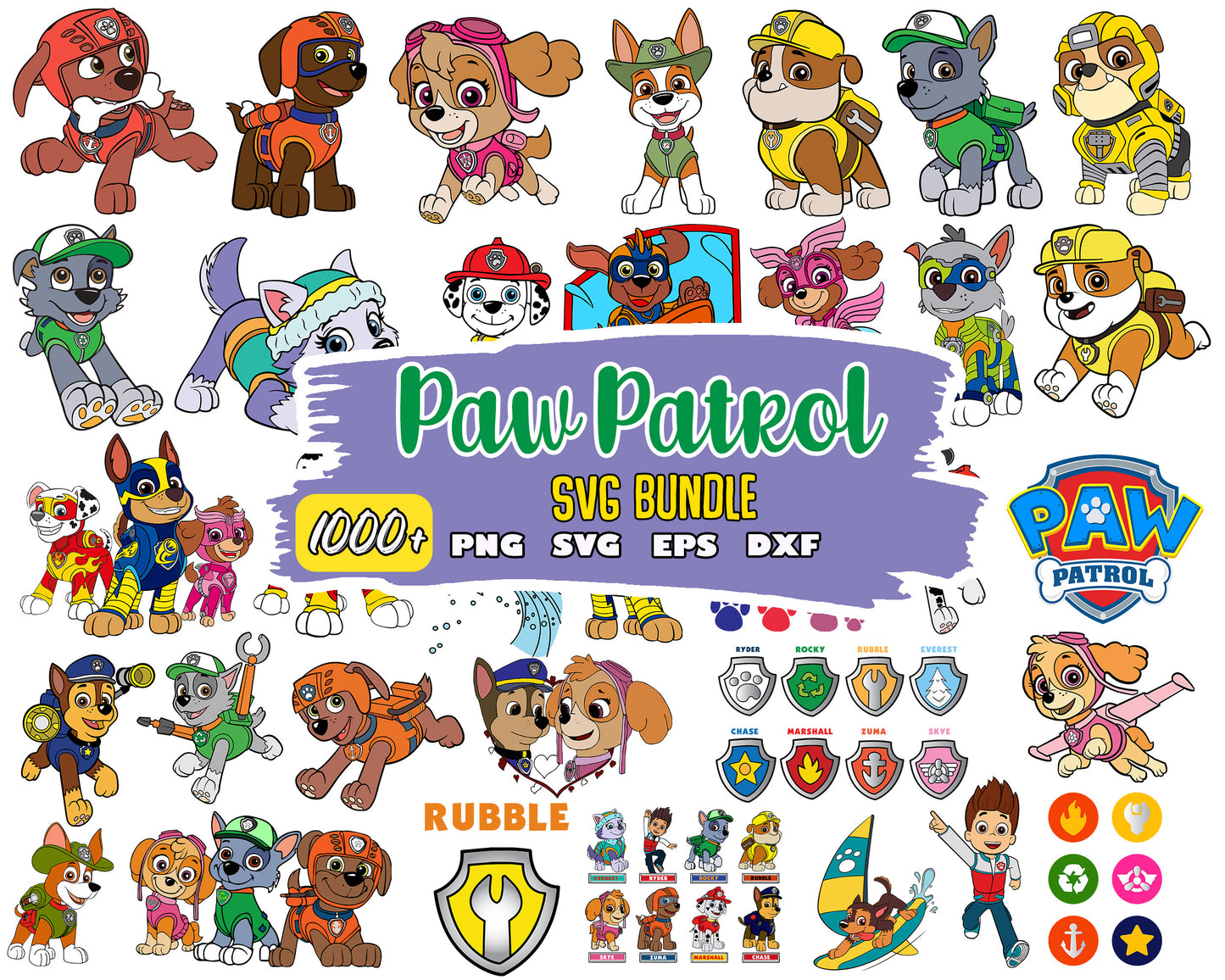 Paw patrol cartoon bundle svg, paw patrol characters svg