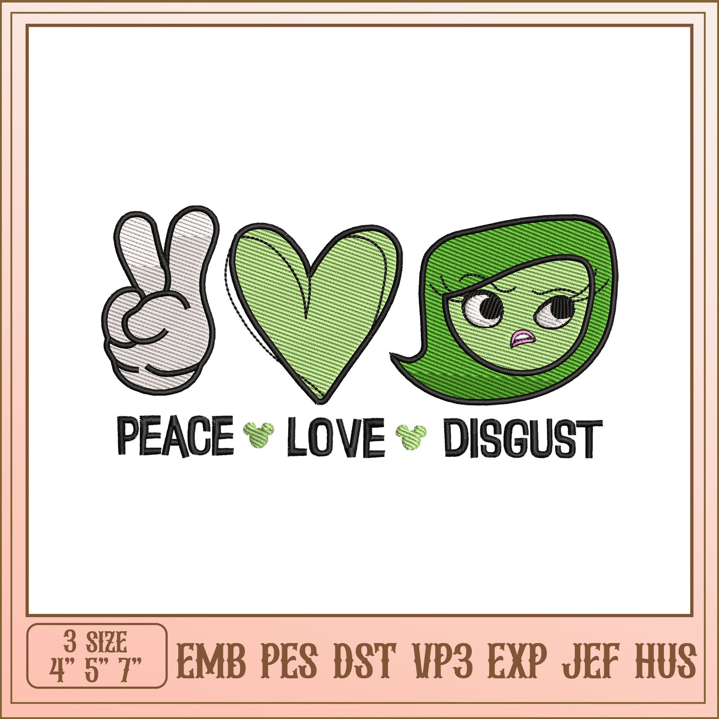 Peace Love Disgust Embroidery Design