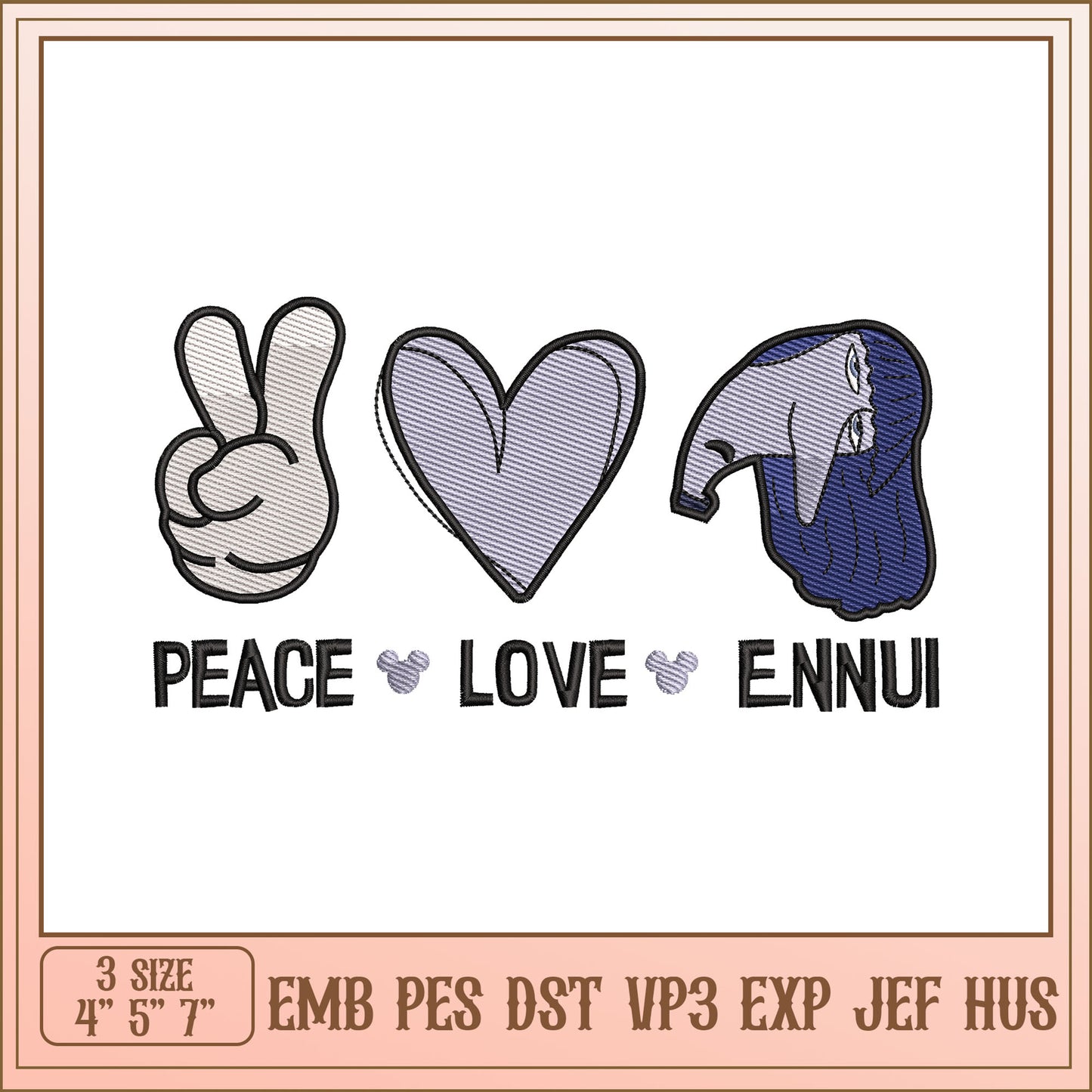 Peace Love Ennui Embroidery Design