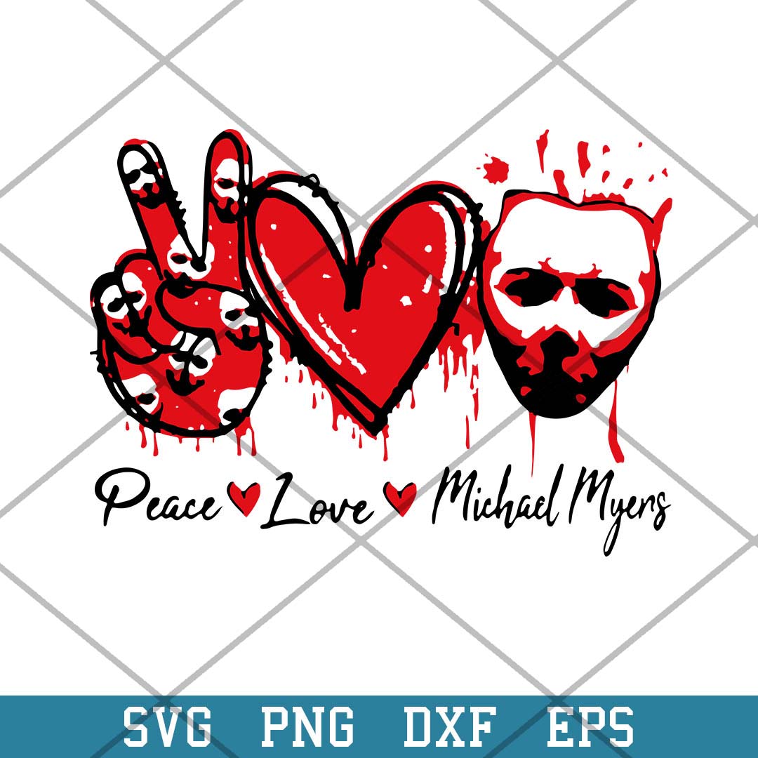 Peace Love Michael Myers Svg, Horror Characters Svg-Svgfilesforcricut