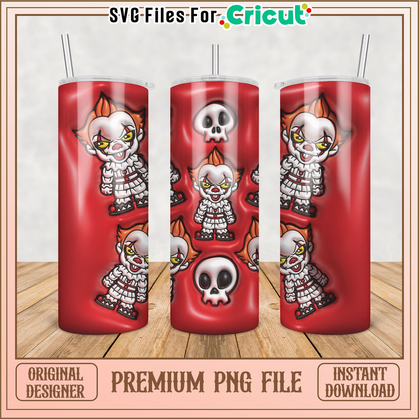Pennywise Chibi Tumbler PNG Design