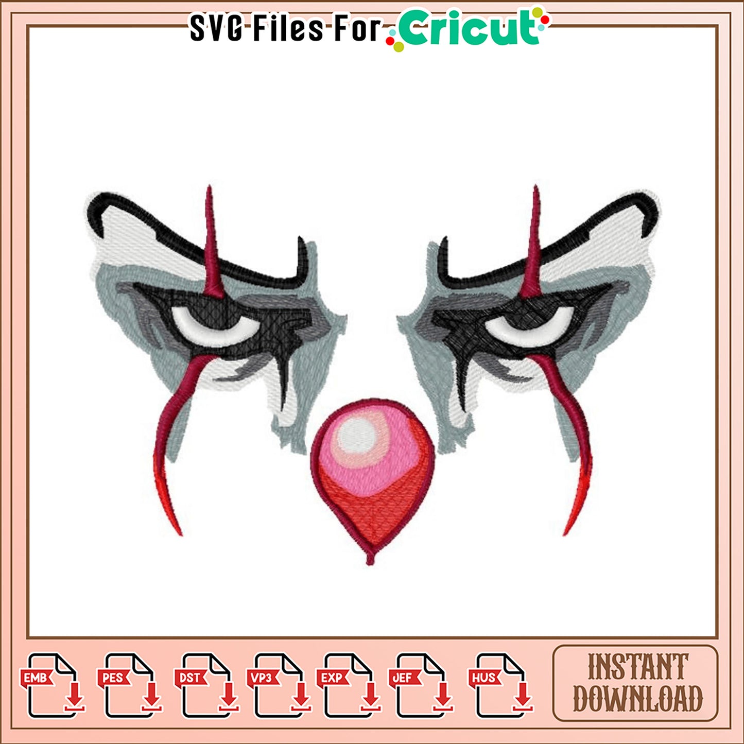 Pennywise Embroidery Design Instant Download