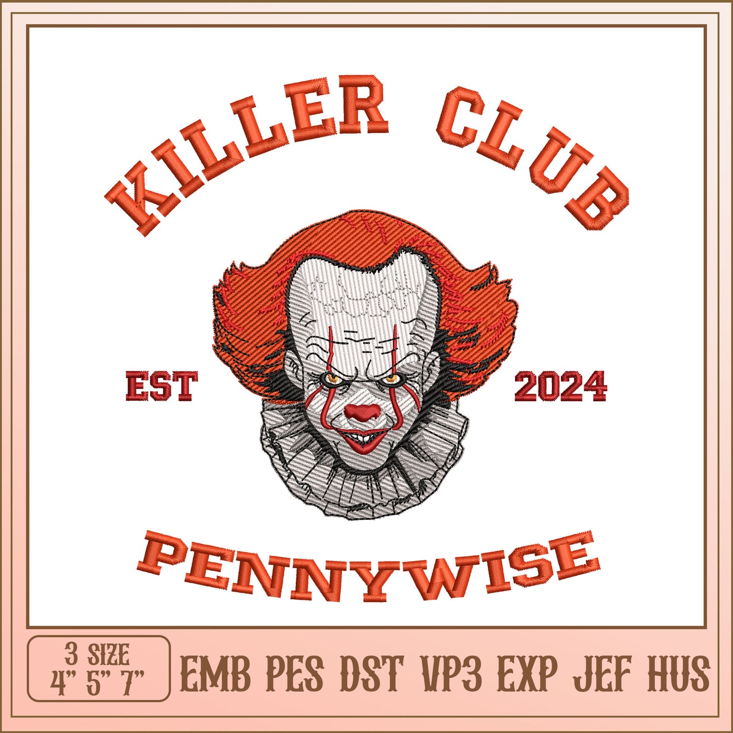 Pennywise Killer Club Embroidery Design