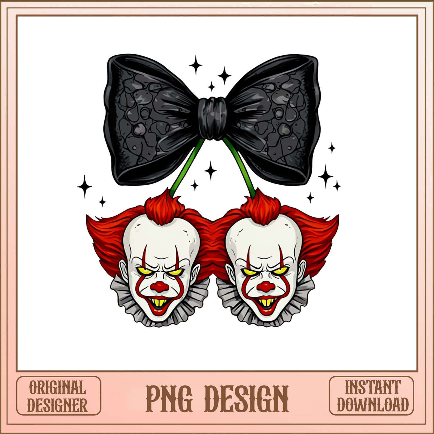 Pennywise Cherry Bow PNG, IT Clown Halloween PNG, Horror PNG