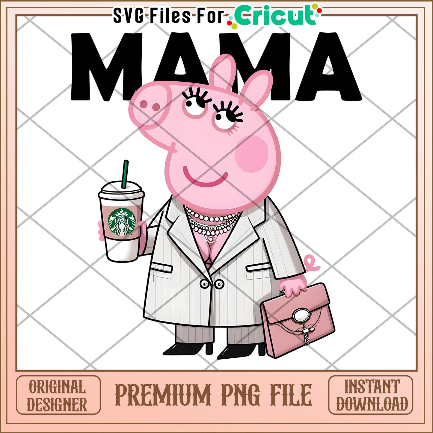 Peppa Pig Mama PNG Cricut File