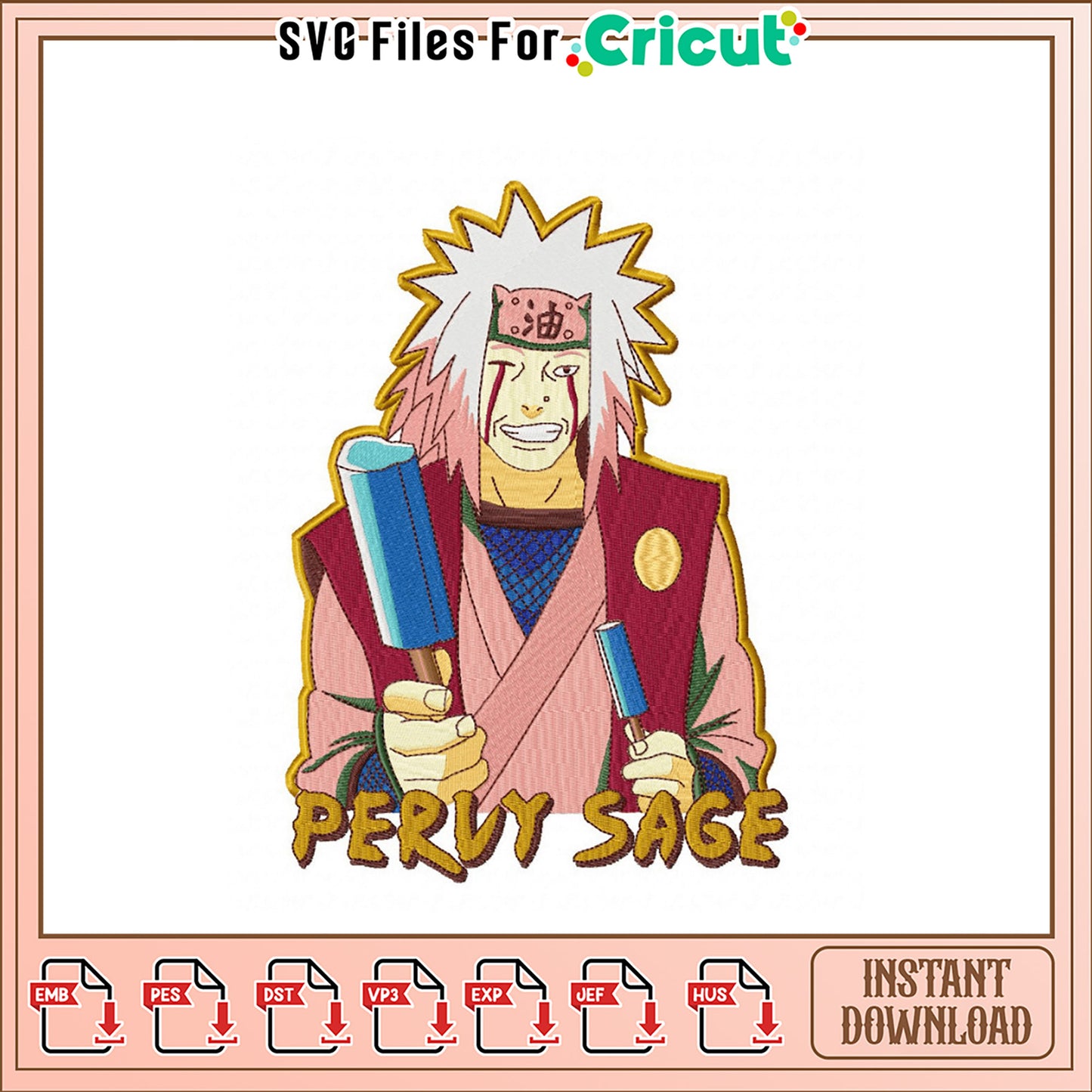 Pervy Sage Embroidery Design Instant Download