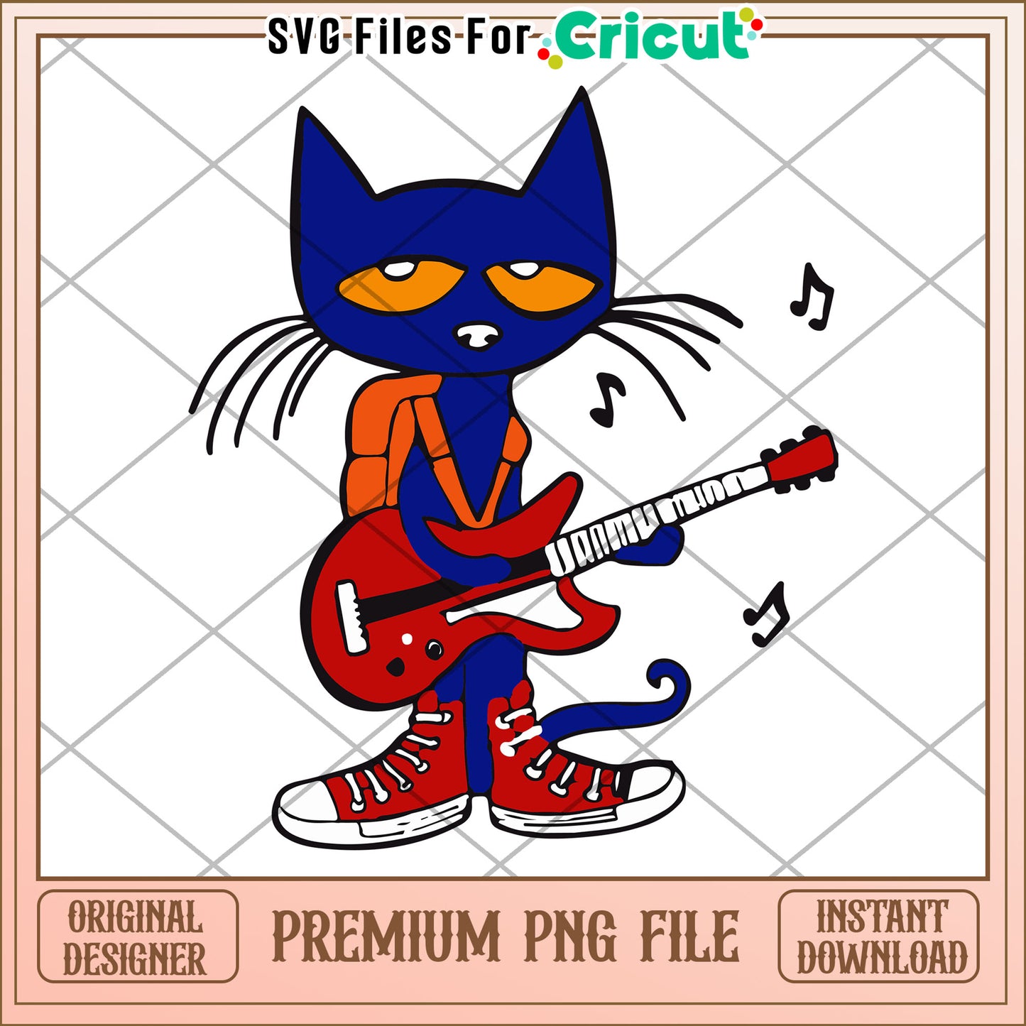 Pete the Cat Guitar PNG - Instant Download