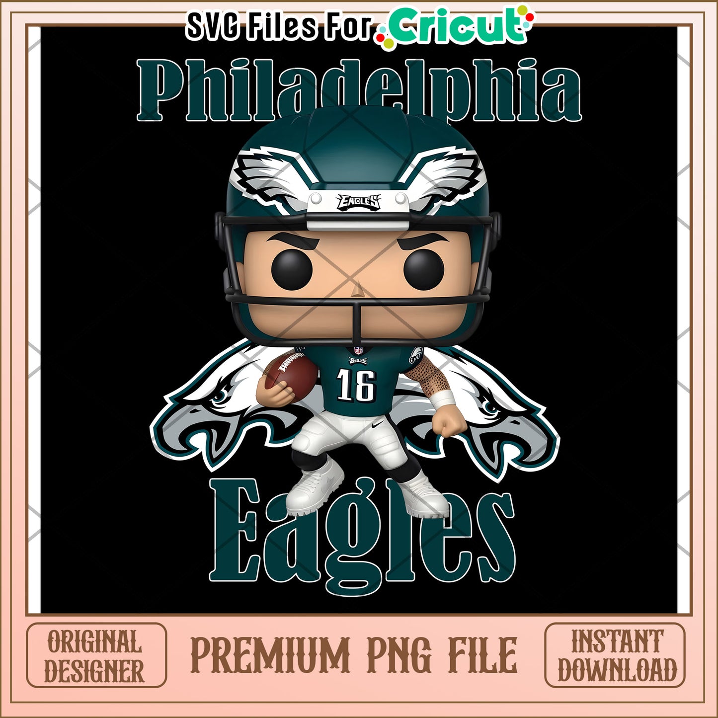 Philadelphia Eagles Funko Pop design, premium PNG download available