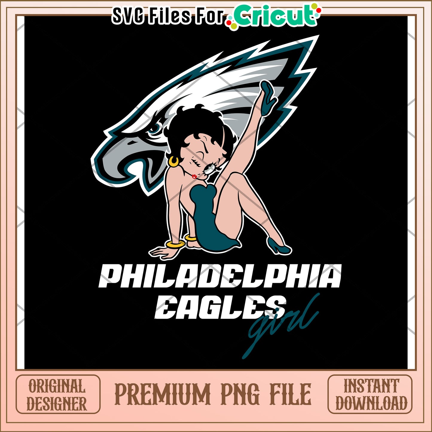 Philadelphia Eagles PNG design for Cricut users, unique vintage style