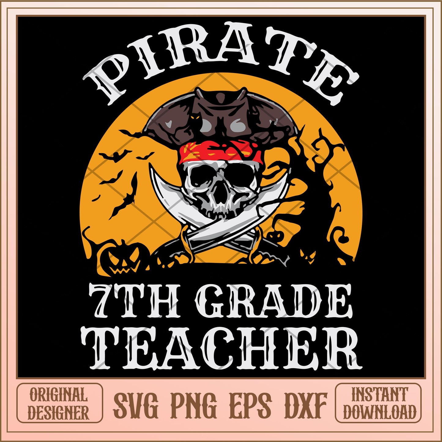 Piarate 7th grade teacher svg, Halloween characters svg, digital download
