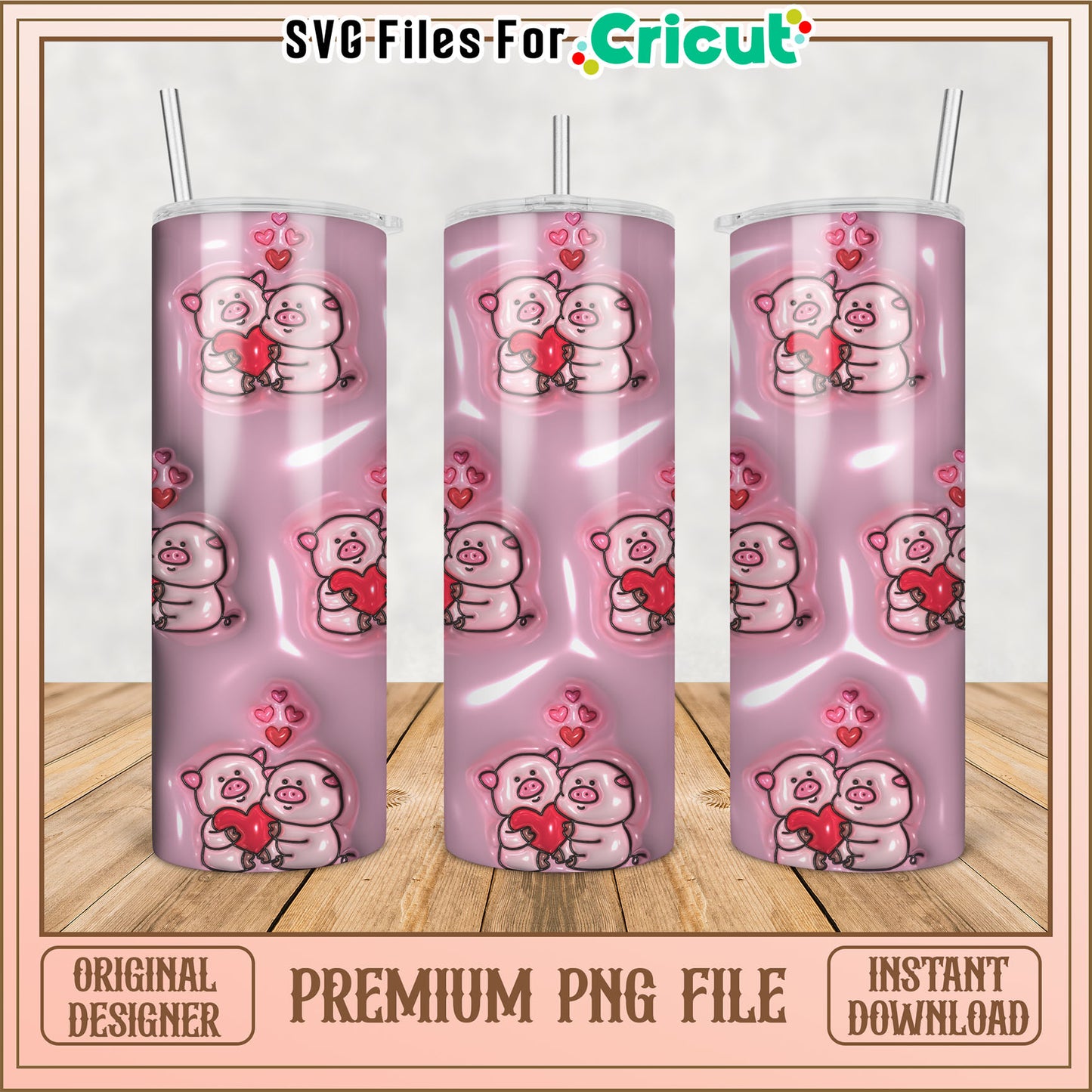 Pig Tumbler PNG Design Instant Download