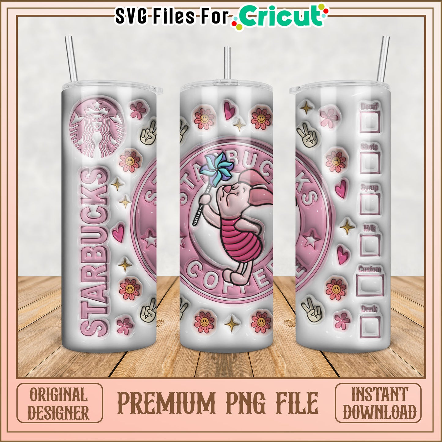 Piglet Starbucks Tumbler PNG