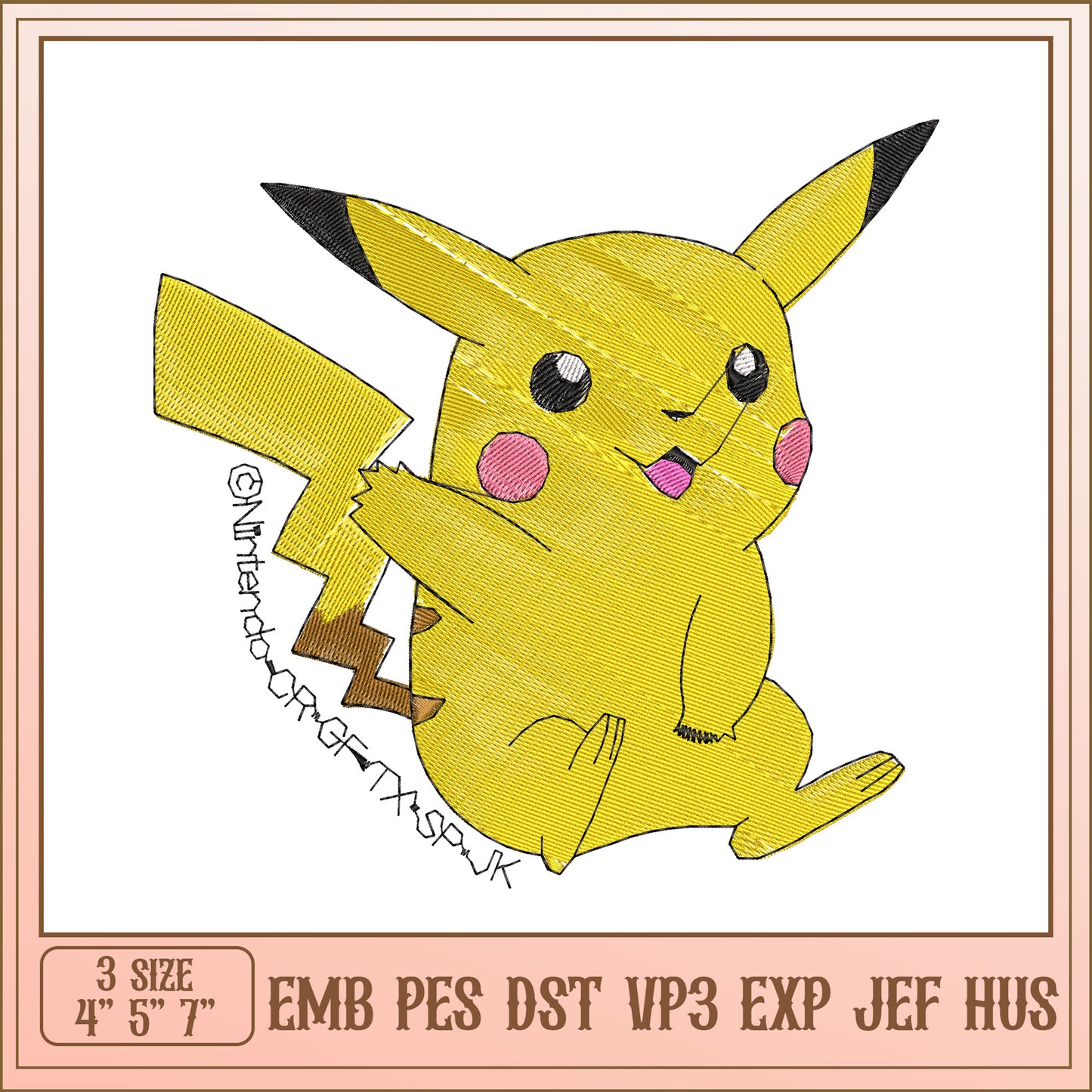 Pikachu Embroidery Design - EMB, PES, DST